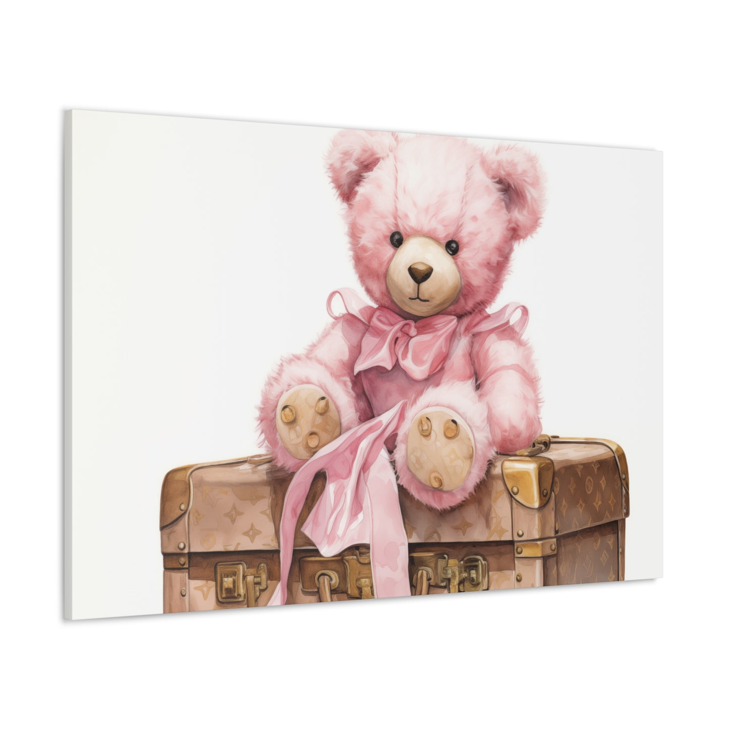Canvas Gallery Wrap - LV Bear Wall Art - Gold Buttons