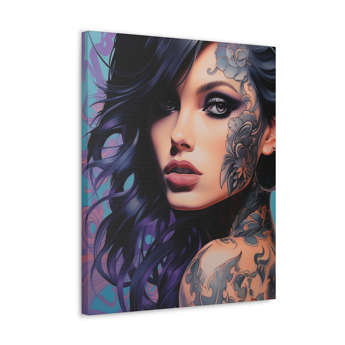 Gallery Wrapped Canvas, Edgy Tattooed Beauty, Urban Pop Art Canvas – Dominique
