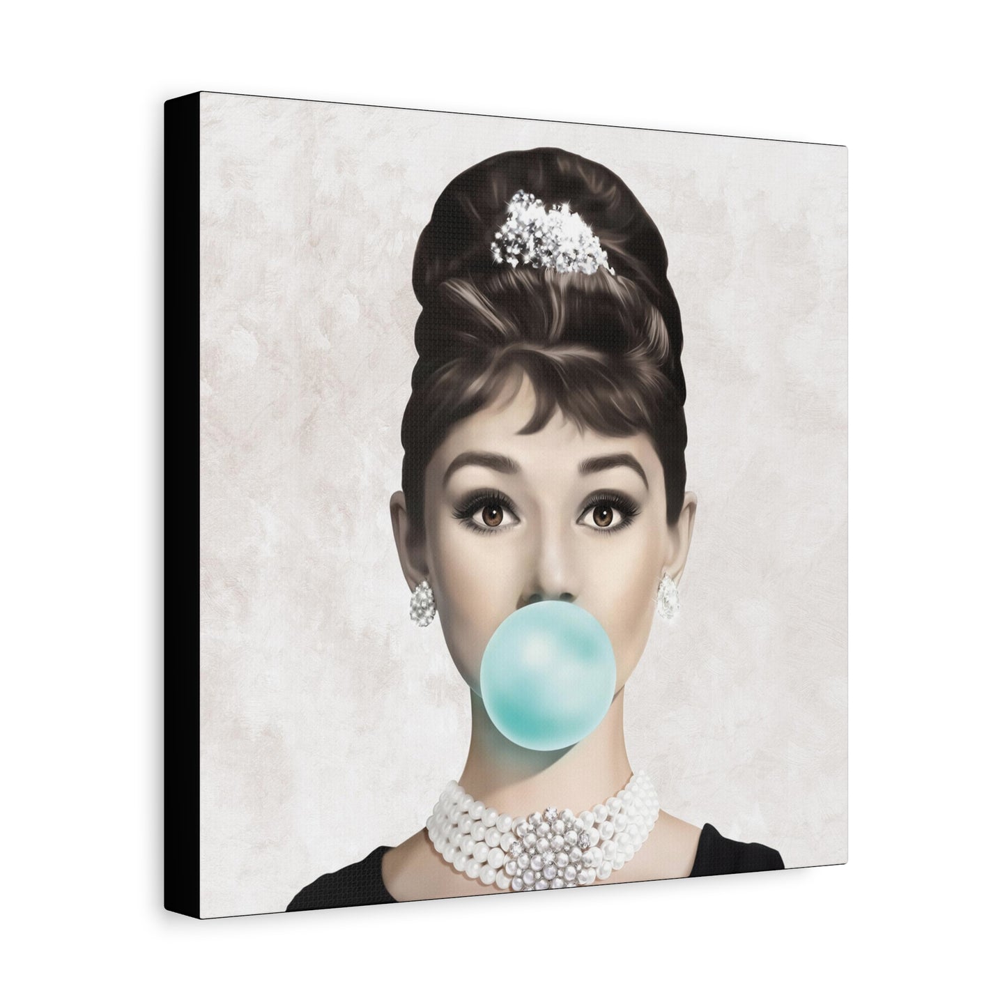 Gallery Wrapped Canvas, Audrey Hepburn Art Canvas, Celebrity Diva Art Canvas – Audrey Hepburn Bubblegum