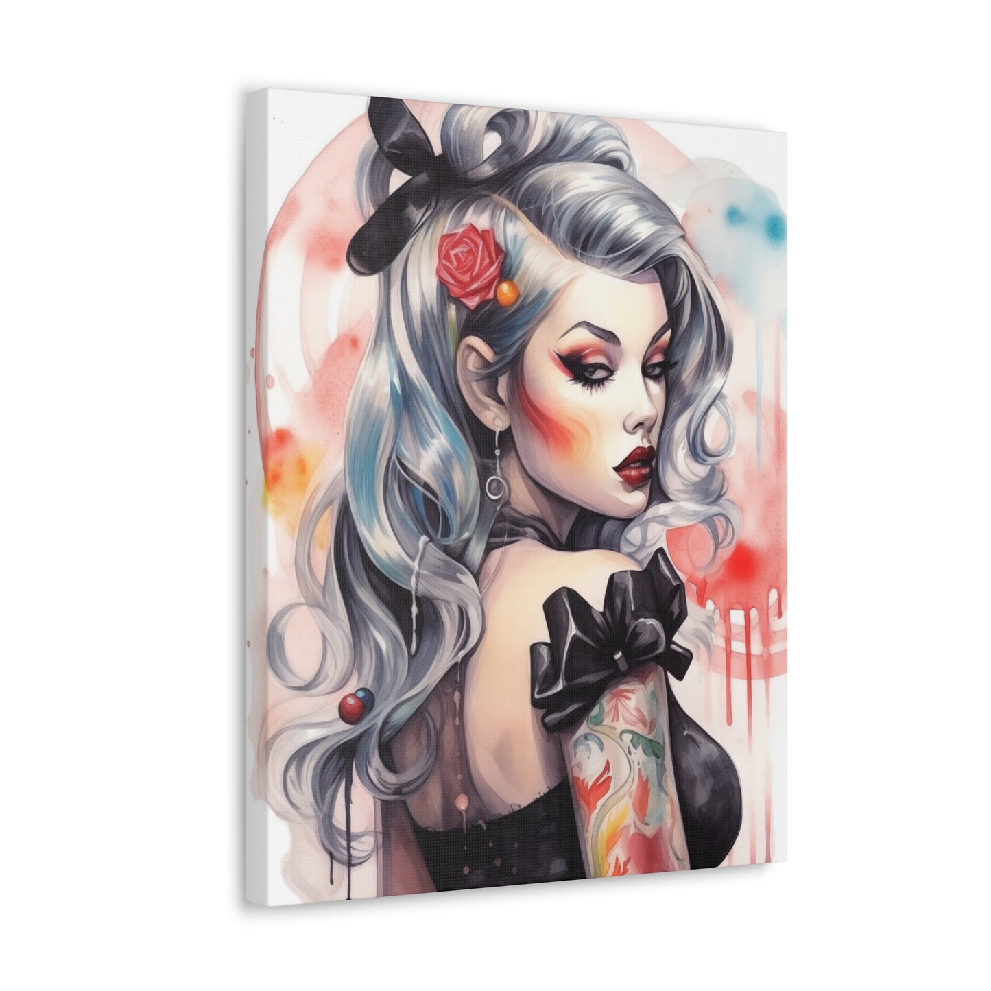 Gallery Wrapped Canvas, Edgy Tattooed Beauty, Urban Pop Art Canvas – Sabella