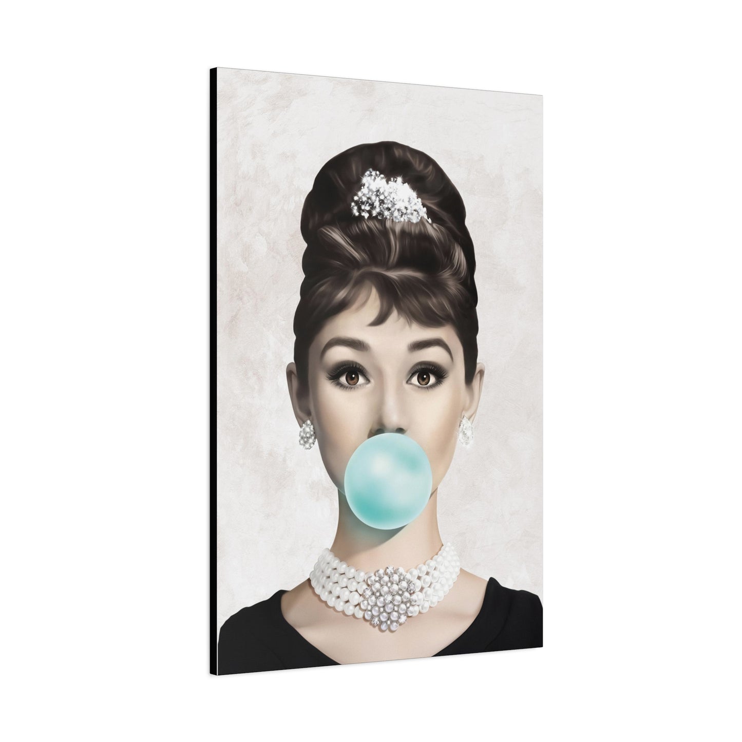 Gallery Wrapped Canvas, Audrey Hepburn Art Canvas, Celebrity Diva Art Canvas – Audrey Hepburn Bubblegum