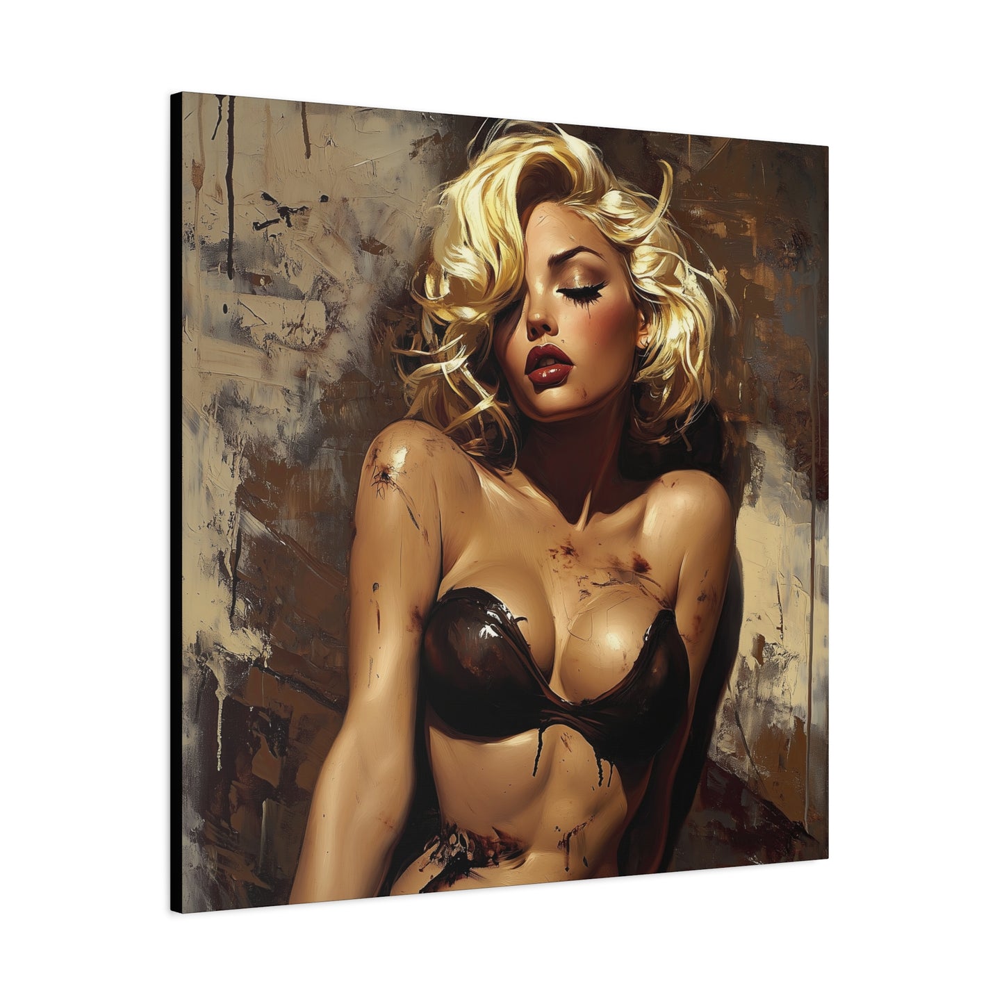Gallery Wrapped Canvas, Guilt and Grit Adult Art Canvas, Erotic Pinup Art Canvas – Mira