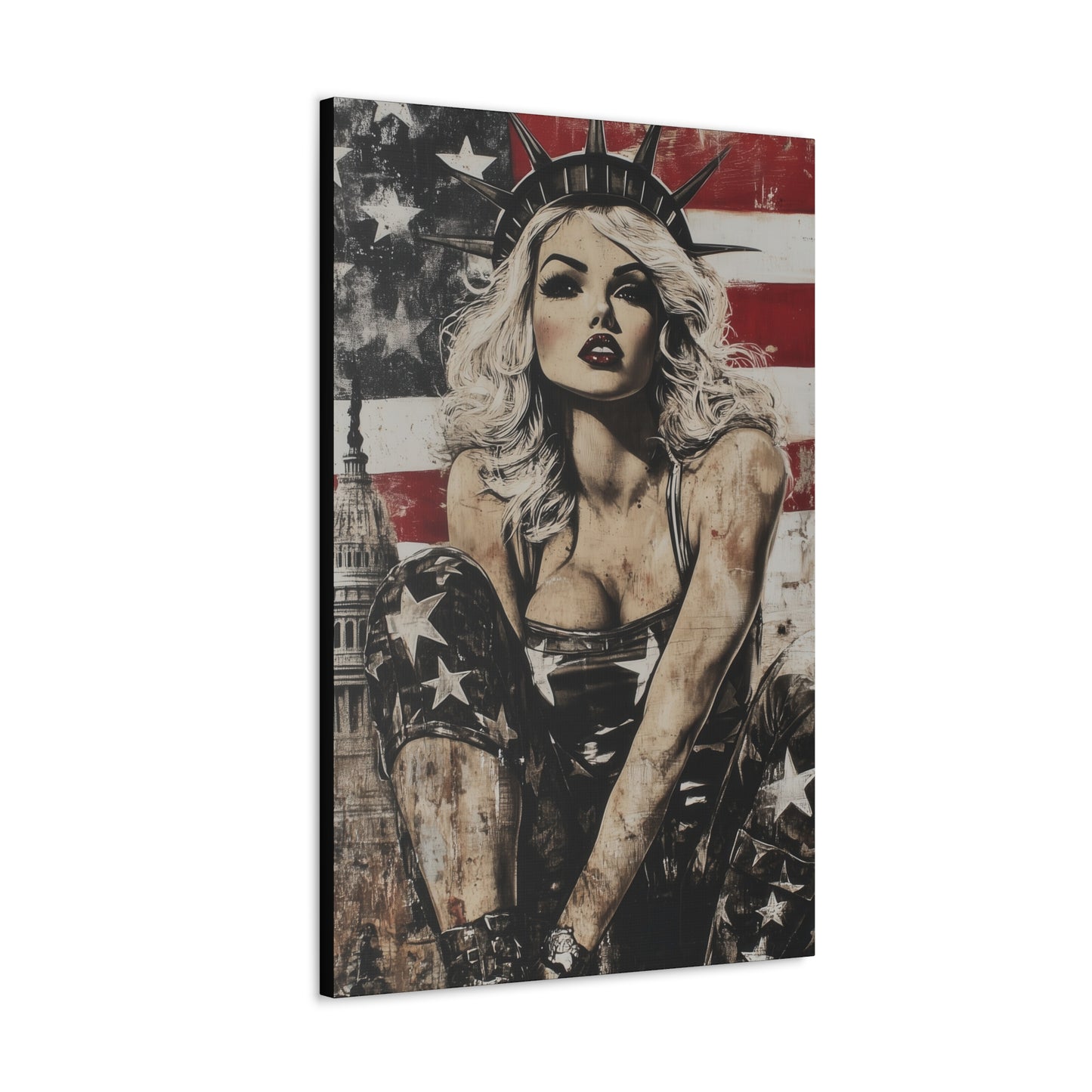 Gallery Wrapped Canvas, Liberty and Lace Art Canvas, Patriotic Art Canvas – Kimberly