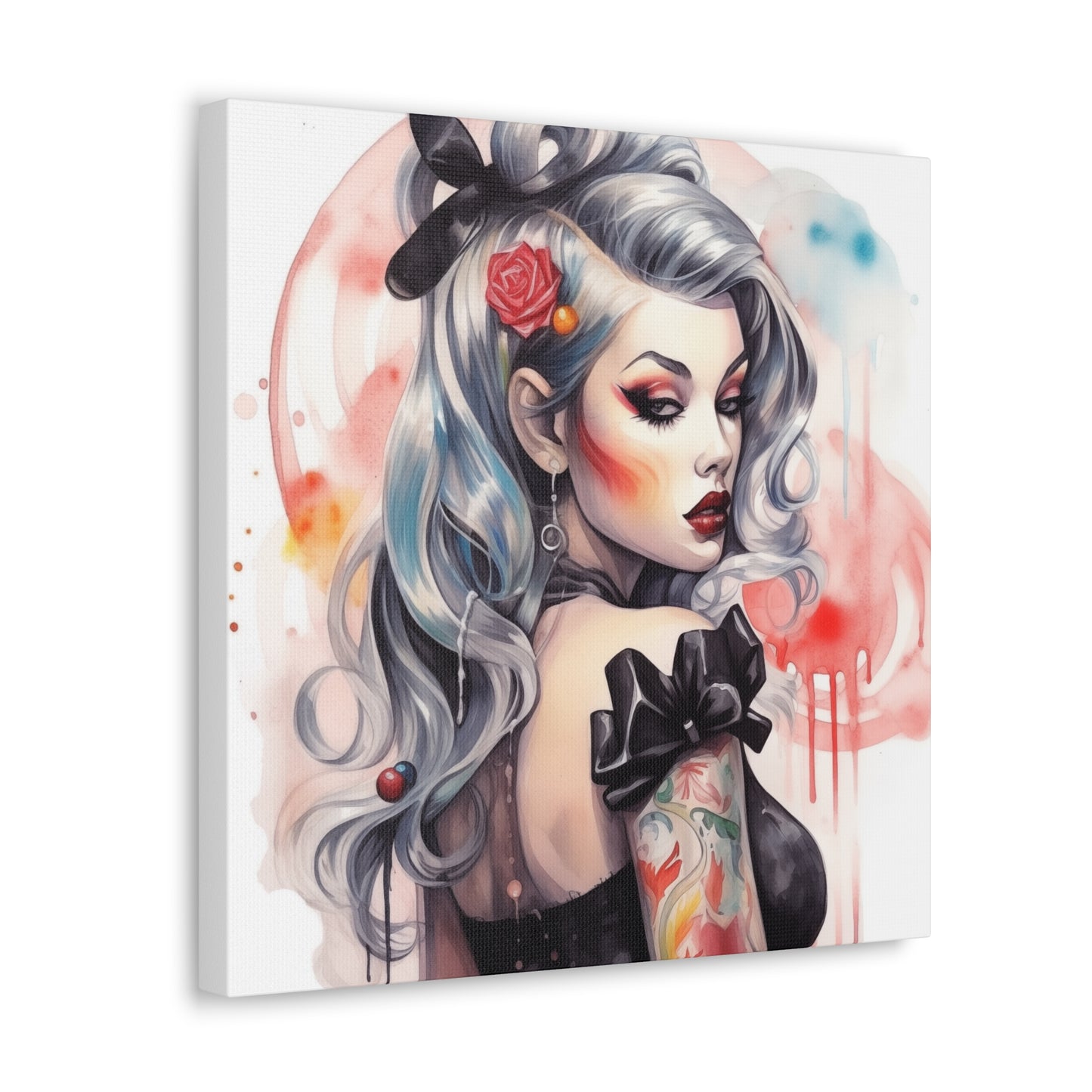 Gallery Wrapped Canvas, Edgy Tattooed Beauty, Urban Pop Art Canvas – Sabella
