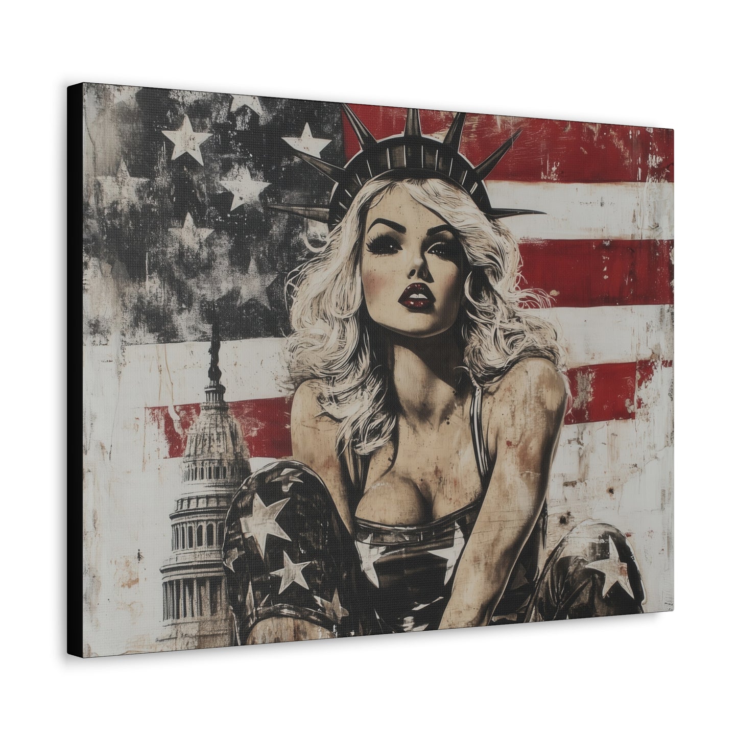 Gallery Wrapped Canvas, Liberty and Lace Art Canvas, Patriotic Art Canvas – Kimberly