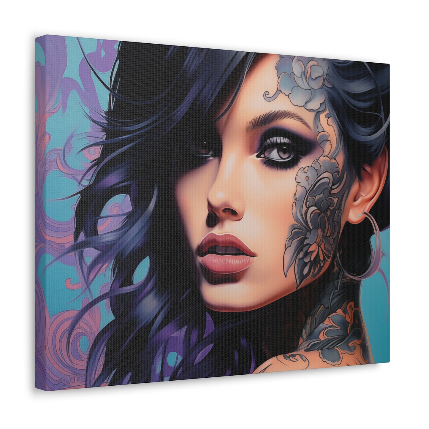 Gallery Wrapped Canvas, Edgy Tattooed Beauty, Urban Pop Art Canvas – Dominique