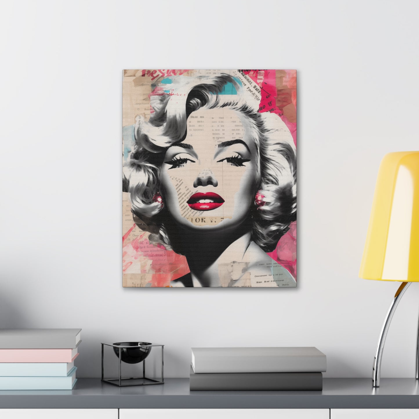 Canvas Wall Art, Gallery Wrapped Pop Art, Celebrity Wall Art – Marilyn Monroe - Newsprint