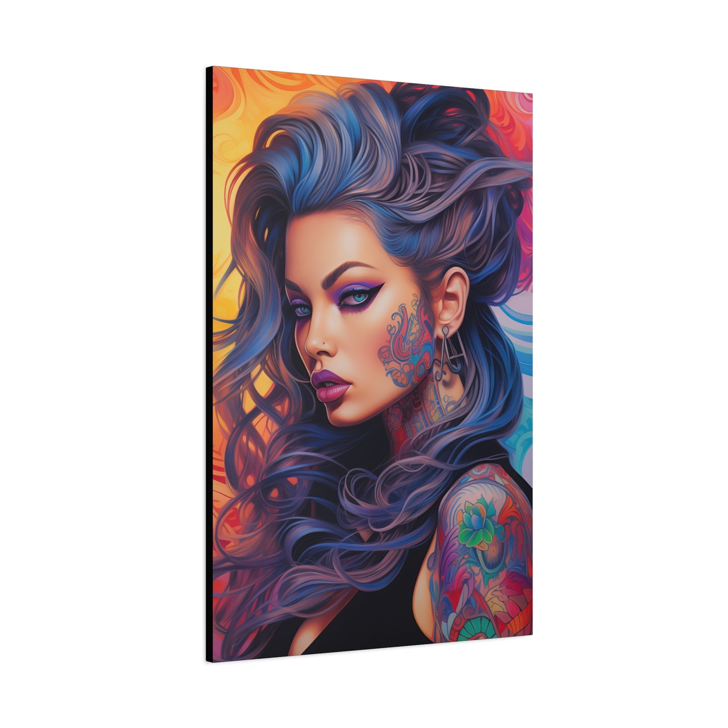 Gallery Wrapped Canvas, Edgy Tattooed Beauty, Urban Pop Art Canvas – Faye