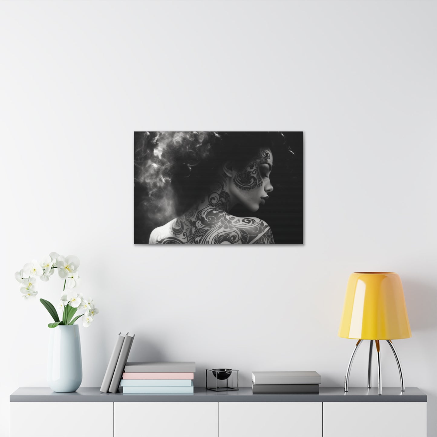 Canvas Gallery Wrap - Black and White Photography - Tattooed and Smoking Again