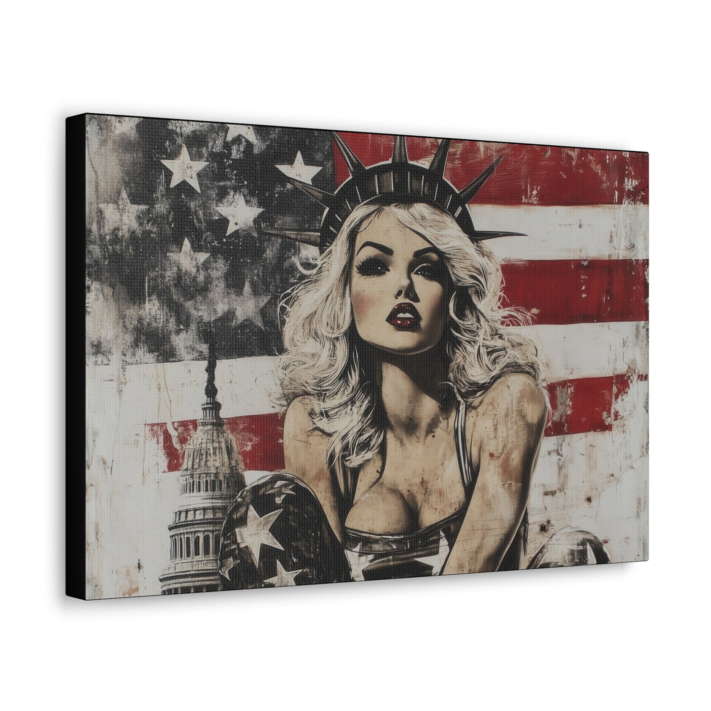 Gallery Wrapped Canvas, Liberty and Lace Art Canvas, Patriotic Art Canvas – Kimberly