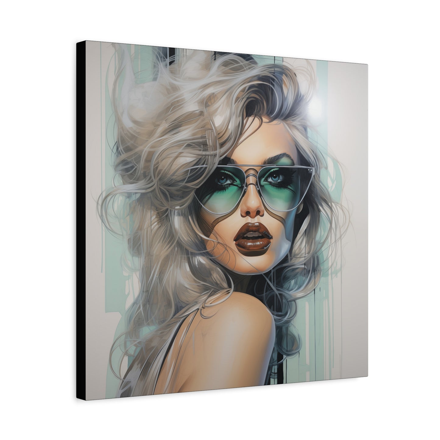 Canvas Gallery Wrapped High-Fashion Wall Art, Stylish Decor, Retro Femme Doll Pop Art – Natasha