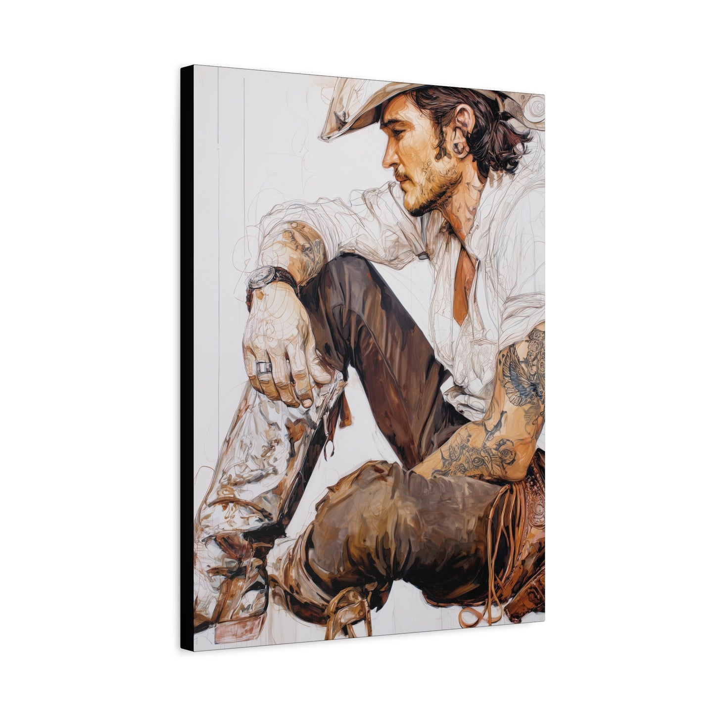 Gallery Wrapped Canvas, Wranglers and Wreckage Art Canvas, Erotic Pinup Art Canvas – Boone