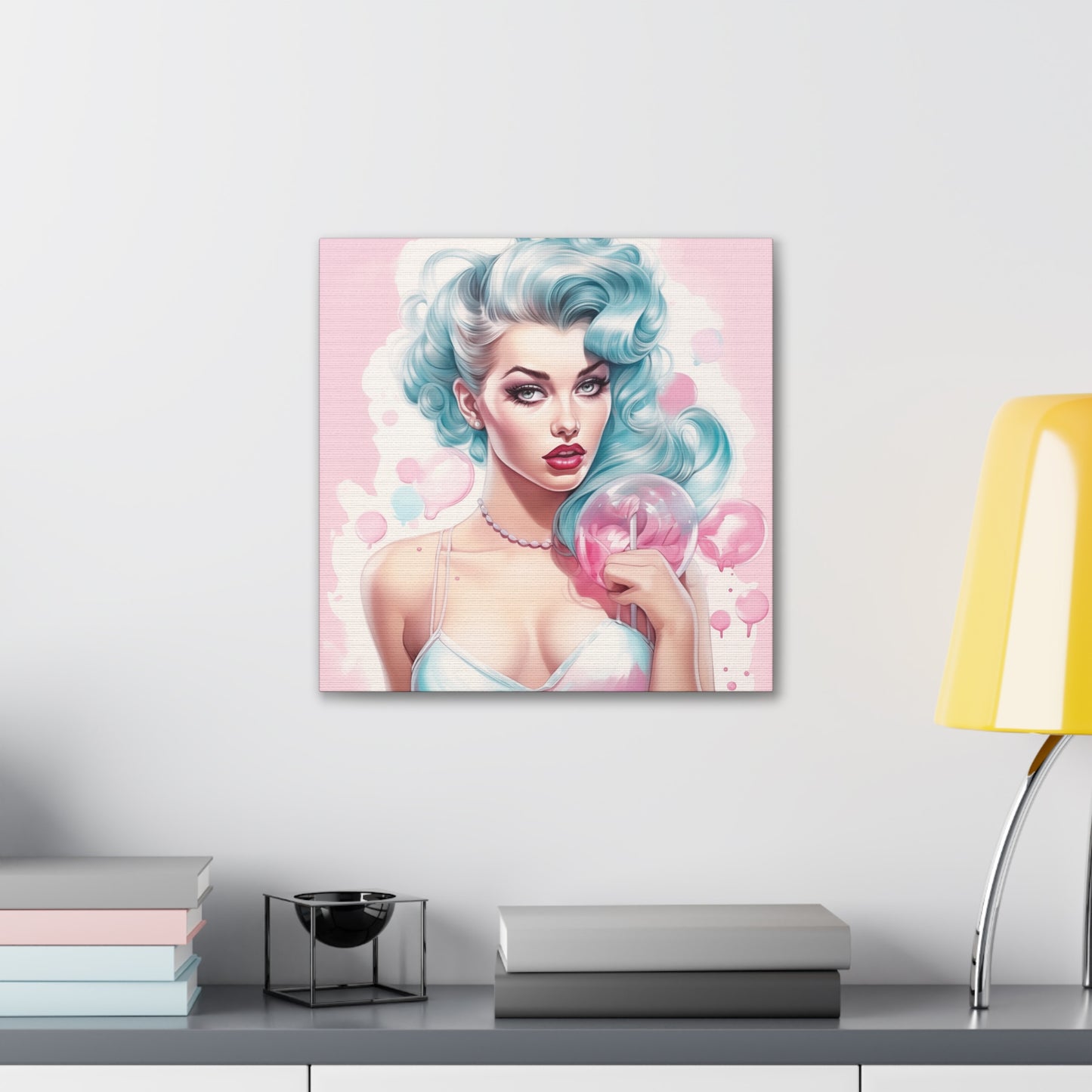 Canvas Gallery Wrapped High-Fashion Wall Art, Stylish Decor, Retro Femme Doll Pop Art – Tessa