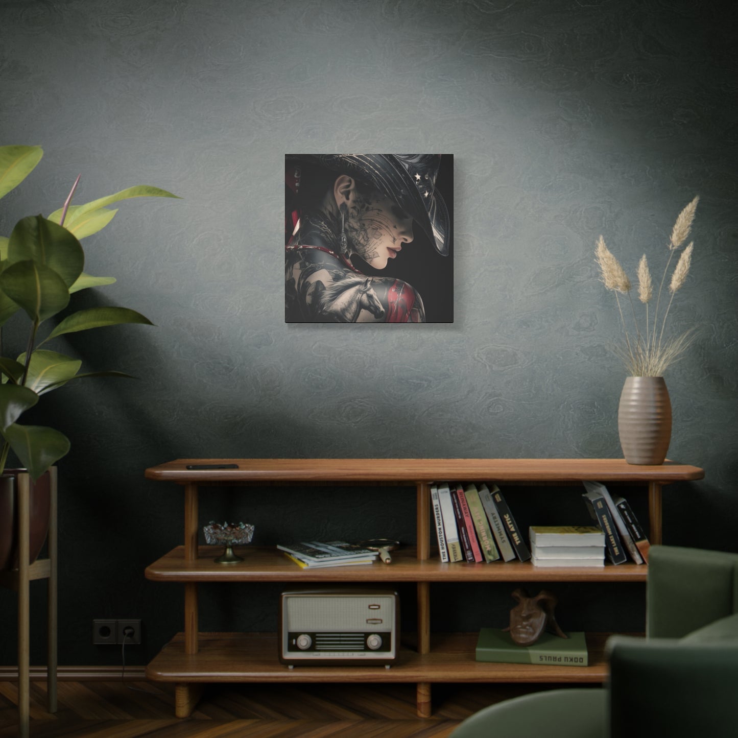 Gallery Wrapped Canvas, Wranglers and Wreckage Art Canvas, Erotic Pinup Art Canvas – Cassie