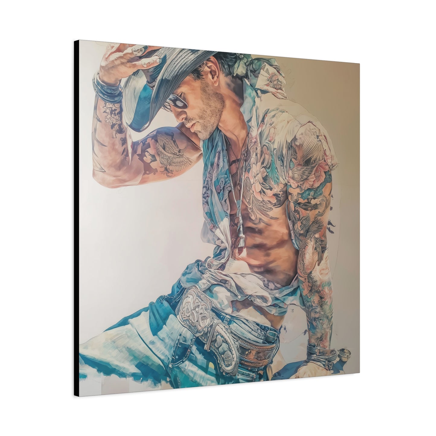 Gallery Wrapped Canvas, Wranglers and Wreckage Art Canvas, Erotic Pinup Art Canvas – Beau