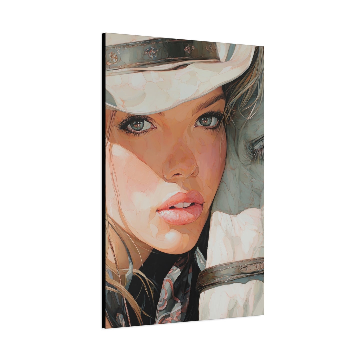 Gallery Wrapped Canvas, Wranglers and Wreckage Art Canvas, Erotic Pinup Art Canvas – Jolene