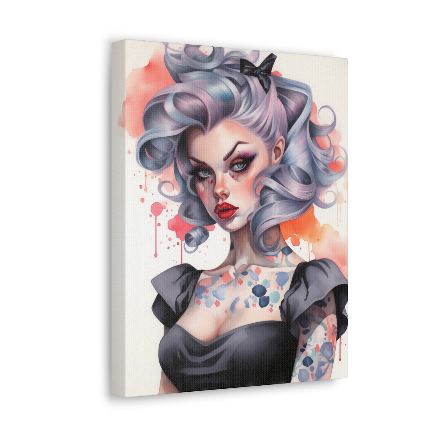 Gallery Wrapped Canvas, Edgy Tattooed Beauty, Urban Pop Art Canvas – Noelle