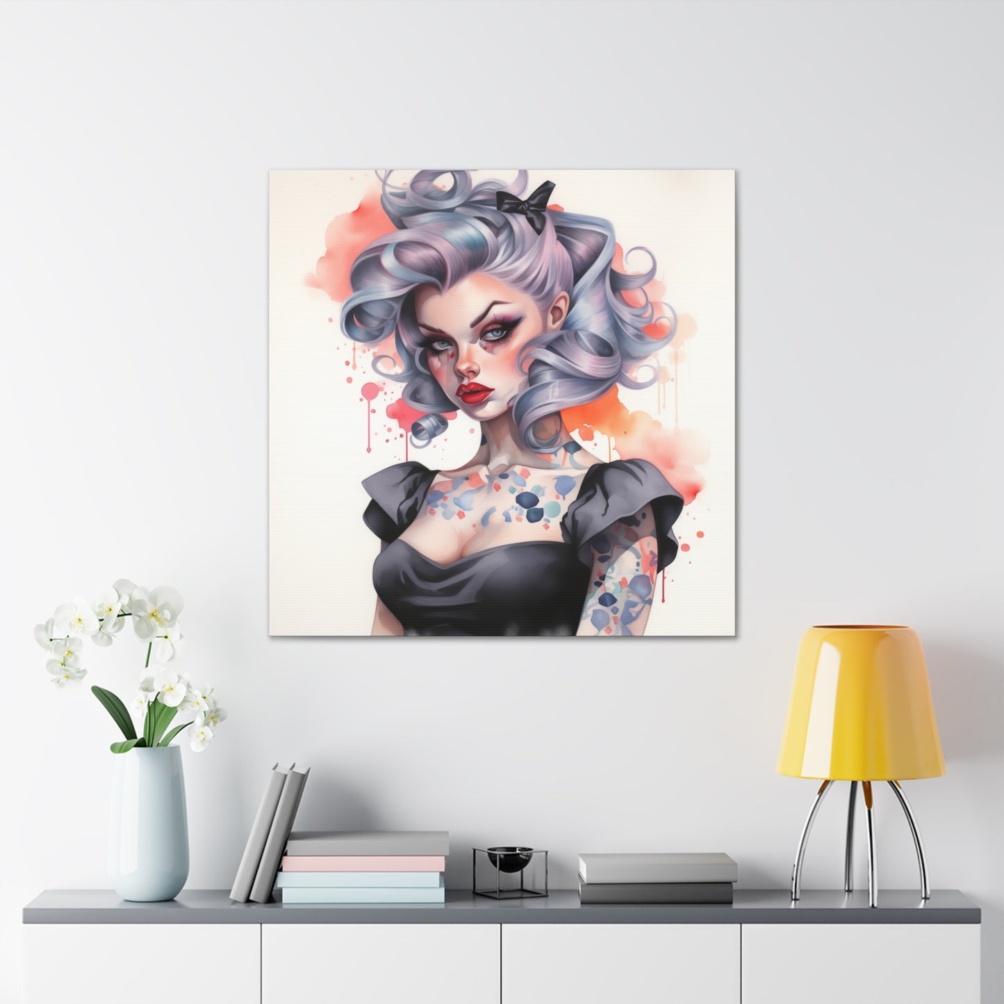 Gallery Wrapped Canvas, Edgy Tattooed Beauty, Urban Pop Art Canvas – Noelle