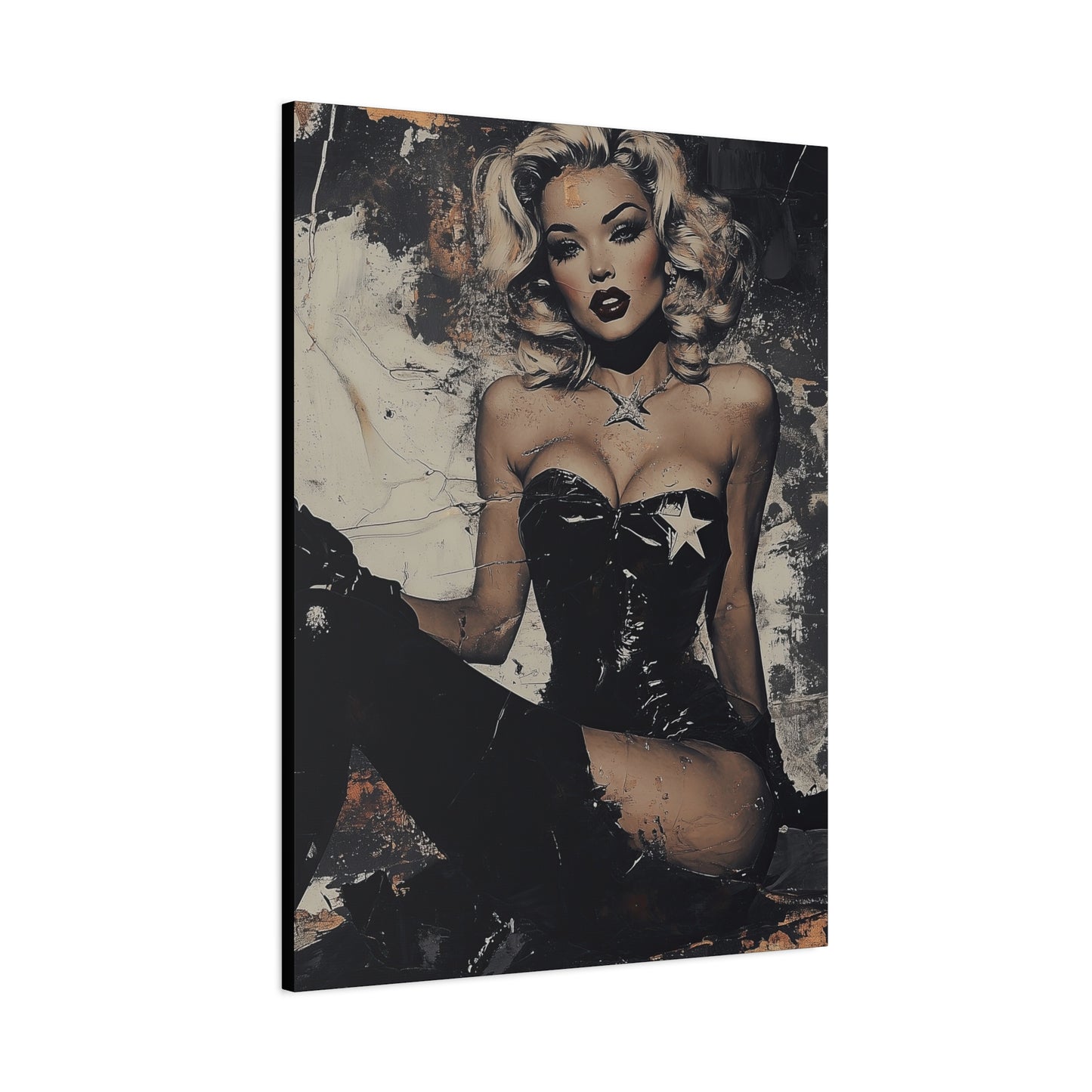 Gallery Wrapped Canvas, Guilt and Grit Adult Art Canvas, Erotic Pinup Art Canvas – Bianca