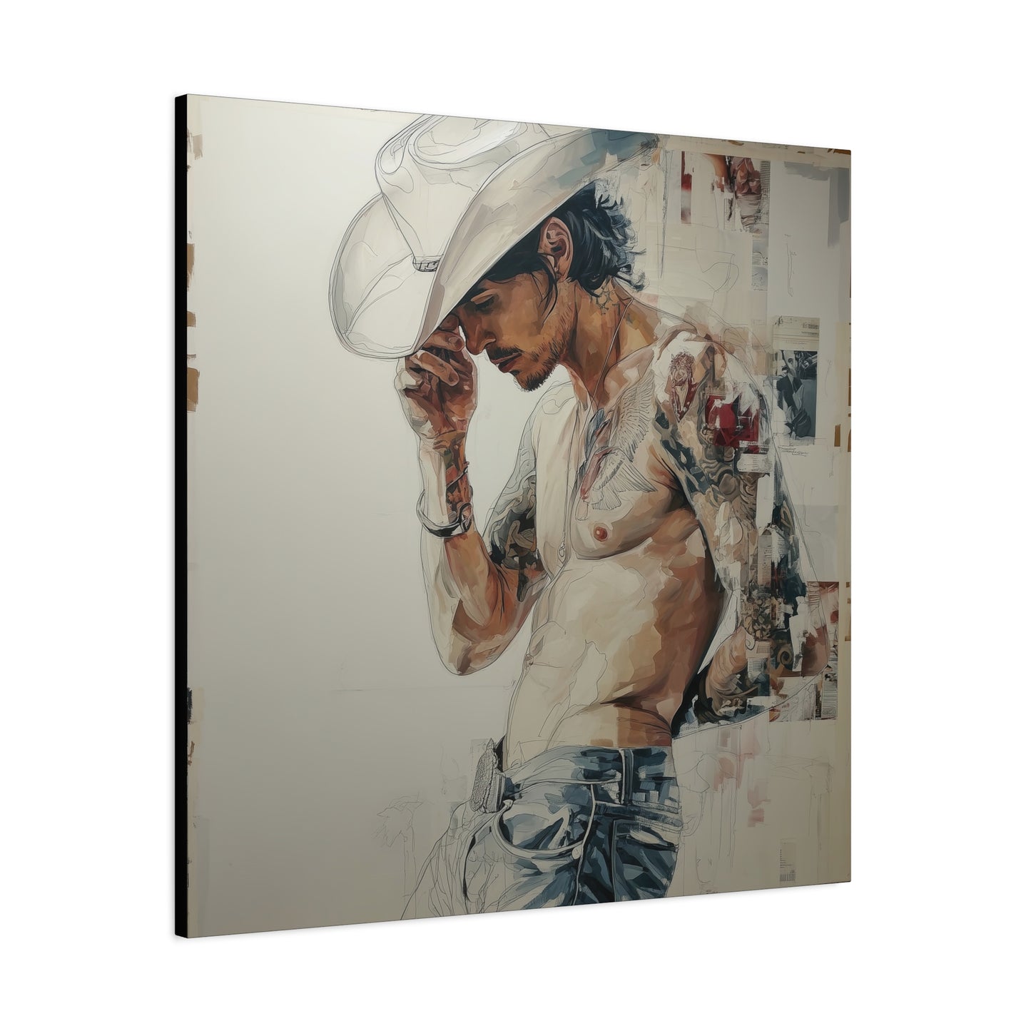 Gallery Wrapped Canvas, Wranglers and Wreckage Art Canvas, Erotic Pinup Art Canvas – Silas