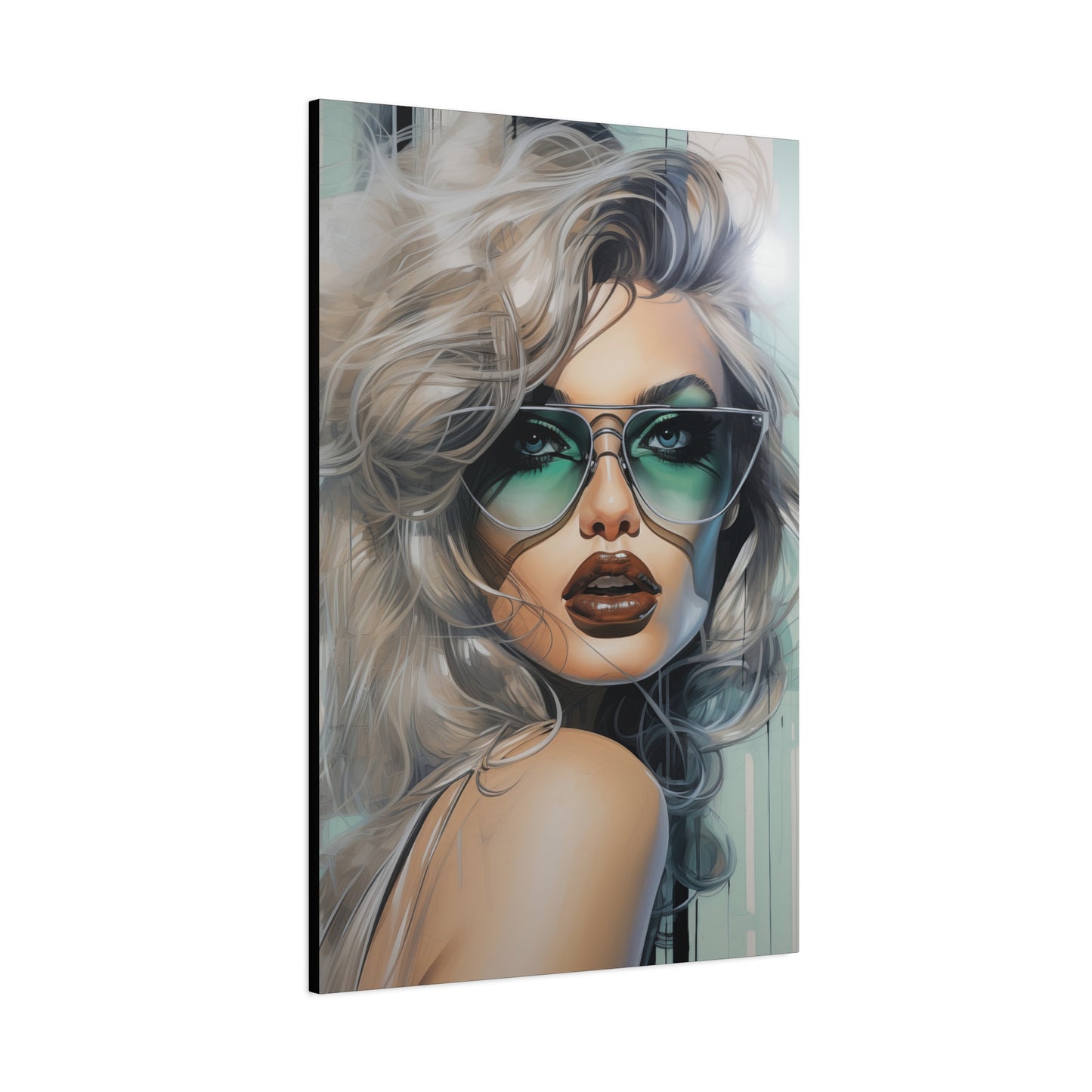 Canvas Gallery Wrapped High-Fashion Wall Art, Stylish Decor, Retro Femme Doll Pop Art – Natasha