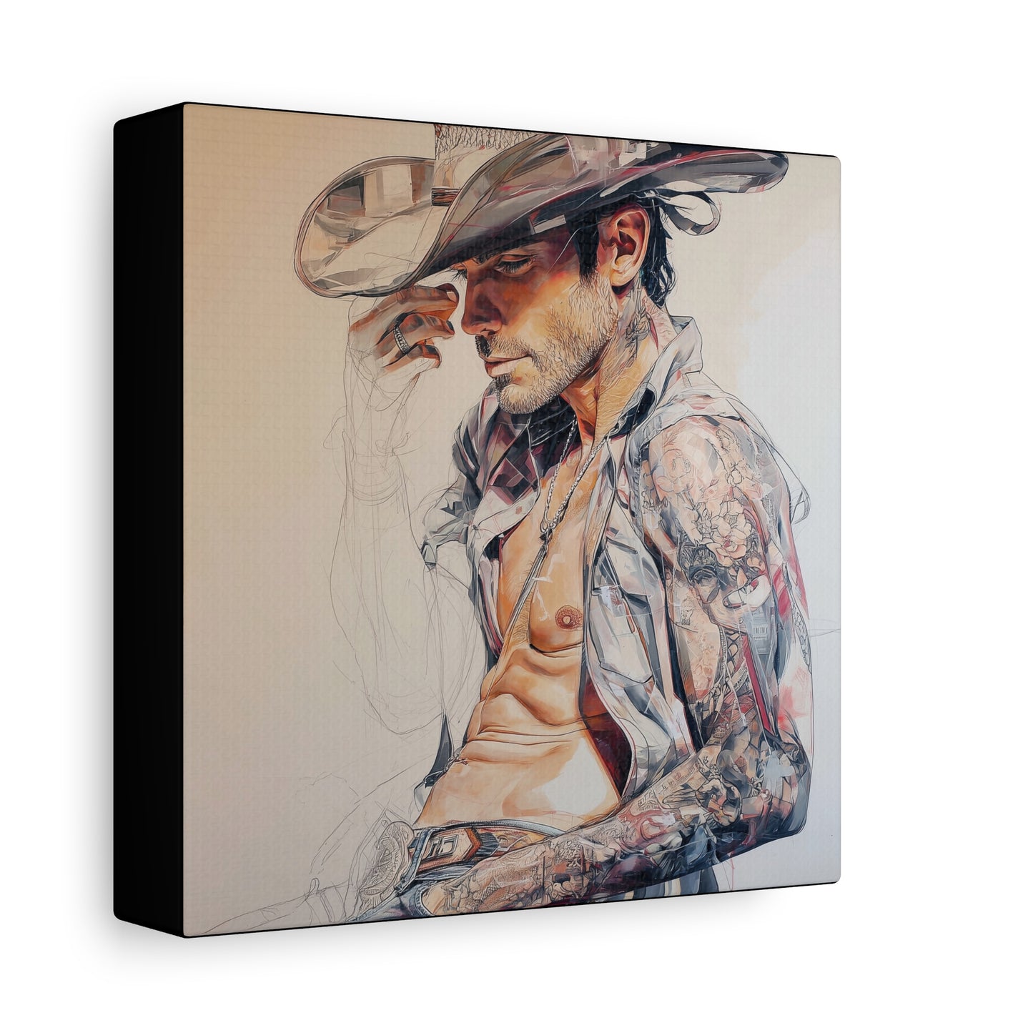 Gallery Wrapped Canvas, Wranglers and Wreckage Art Canvas, Erotic Pinup Art Canvas – Huck