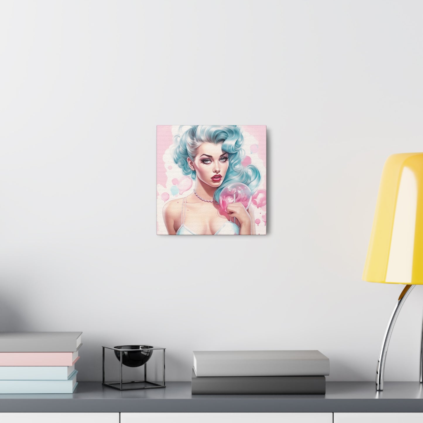 Canvas Gallery Wrapped High-Fashion Wall Art, Stylish Decor, Retro Femme Doll Pop Art – Tessa