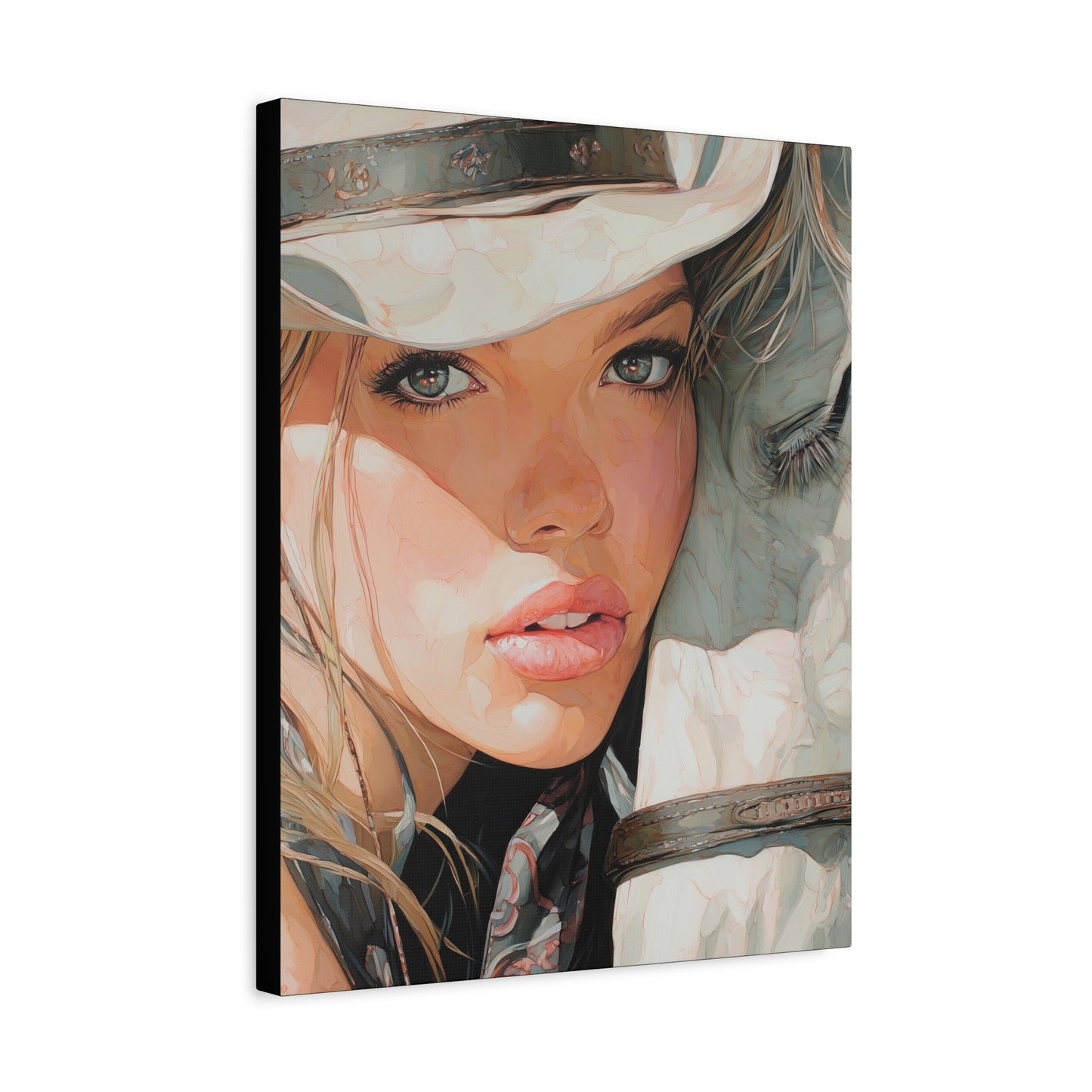 Gallery Wrapped Canvas, Wranglers and Wreckage Art Canvas, Erotic Pinup Art Canvas – Jolene