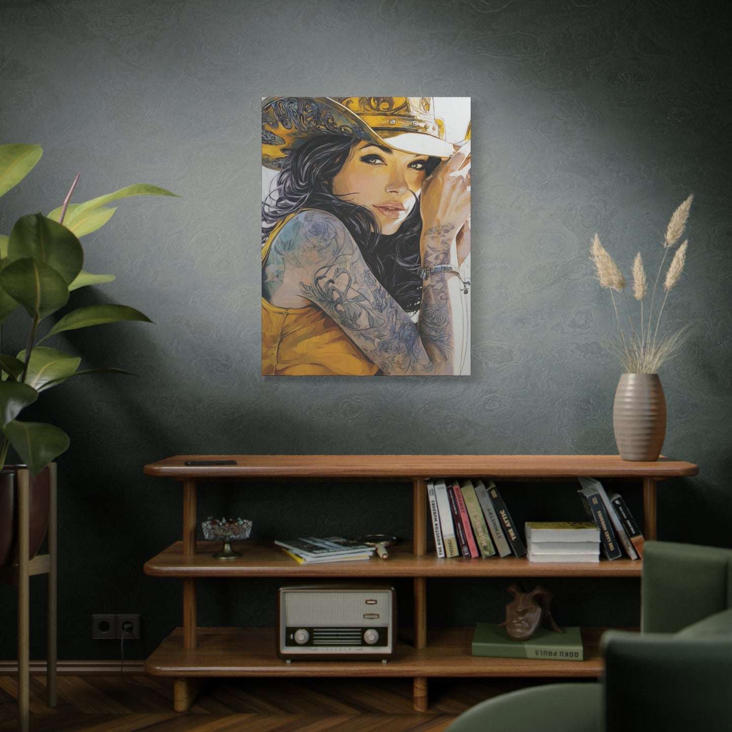 Gallery Wrapped Canvas, Wranglers and Wreckage Art Canvas, Erotic Pinup Art Canvas – Delilah