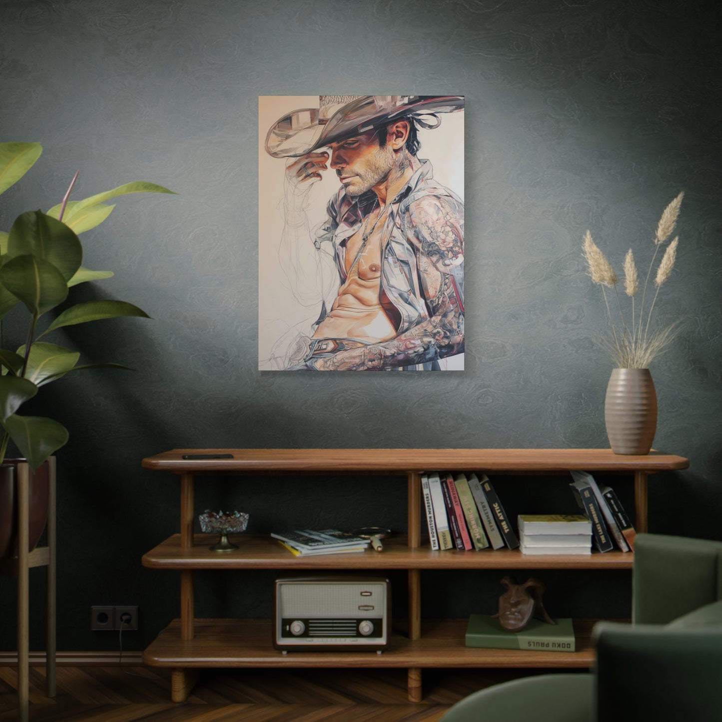 Gallery Wrapped Canvas, Wranglers and Wreckage Art Canvas, Erotic Pinup Art Canvas – Huck