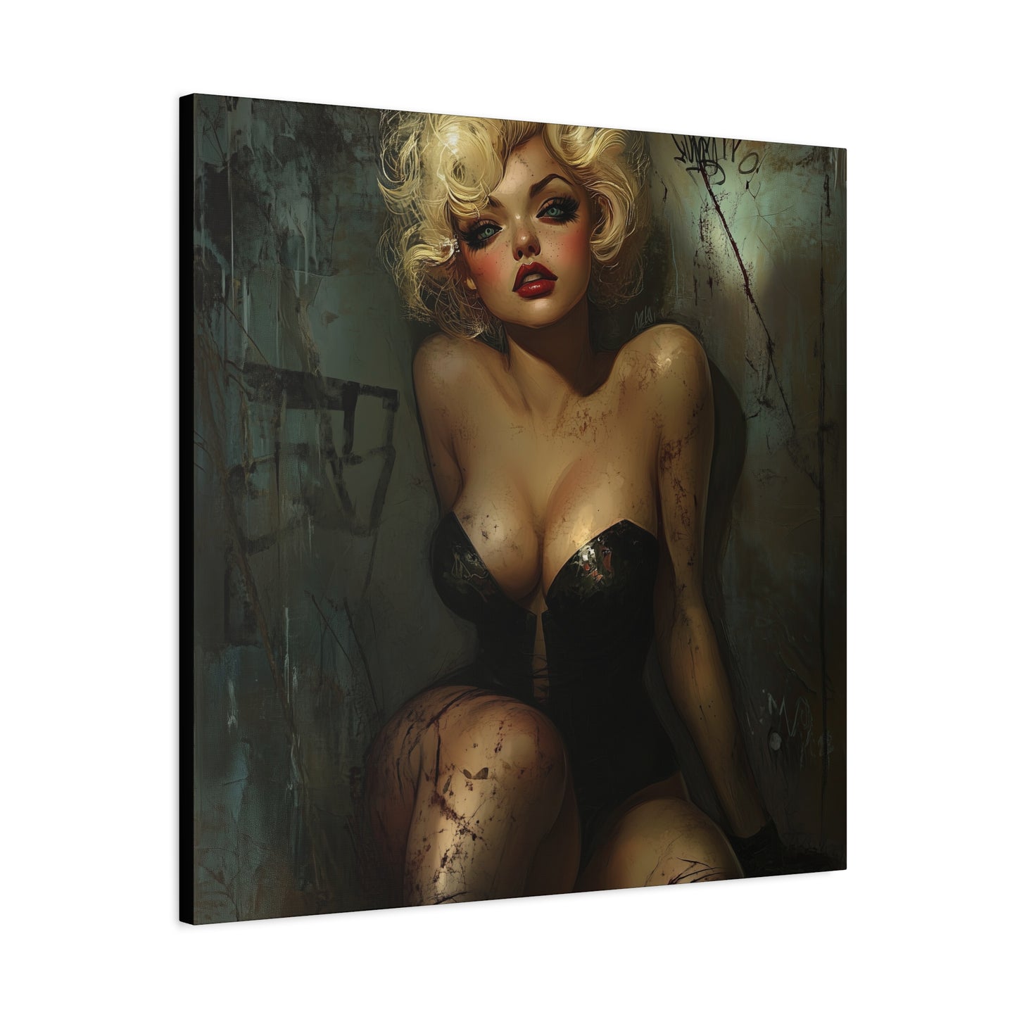 Gallery Wrapped Canvas, Guilt and Grit Adult Art Canvas, Erotic Pinup Art Canvas – Naomi