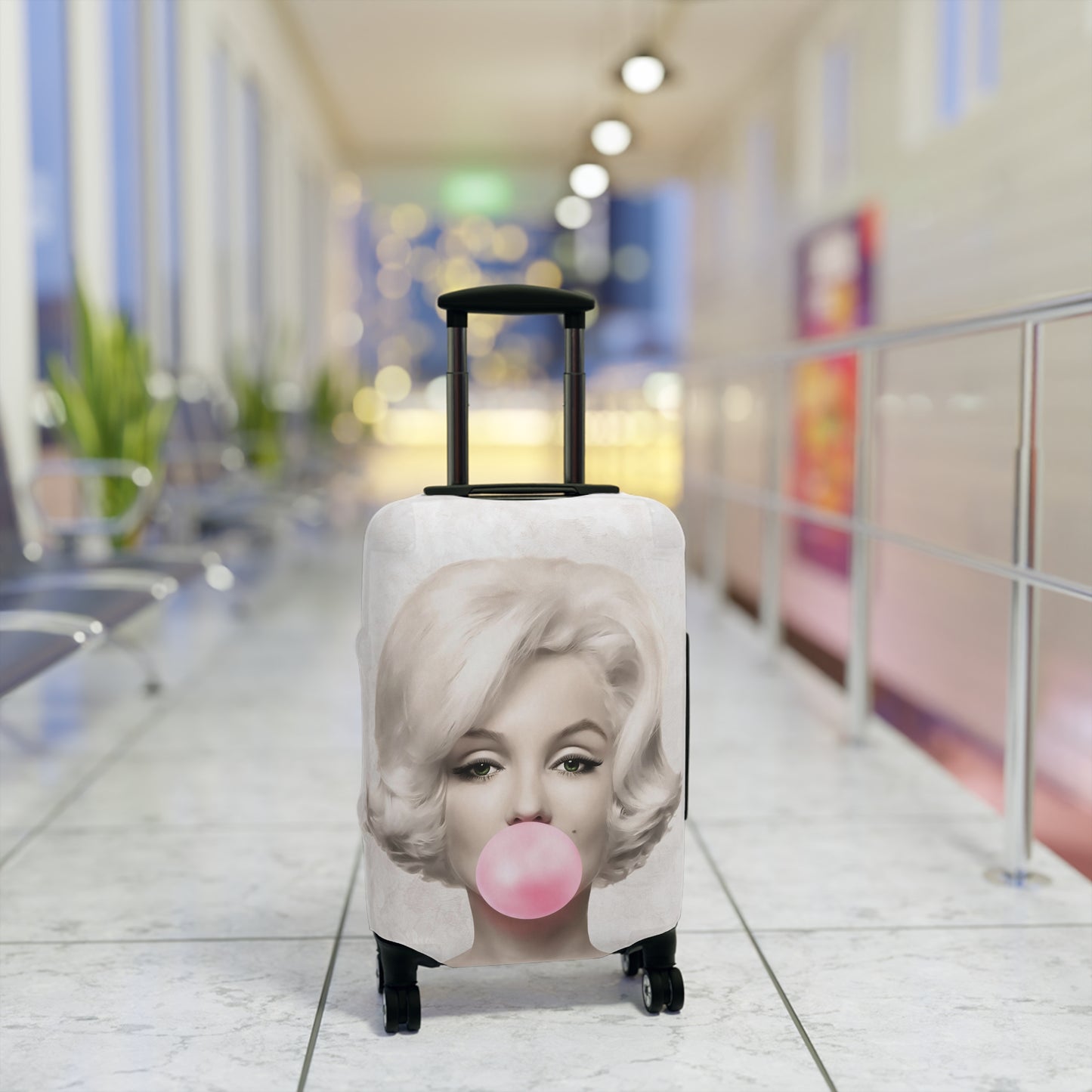 Bubblegum Luggage Cover - Celebrity Luggage Cover - Marilyn Monroe and Audrey Hepburn Bubblegum
