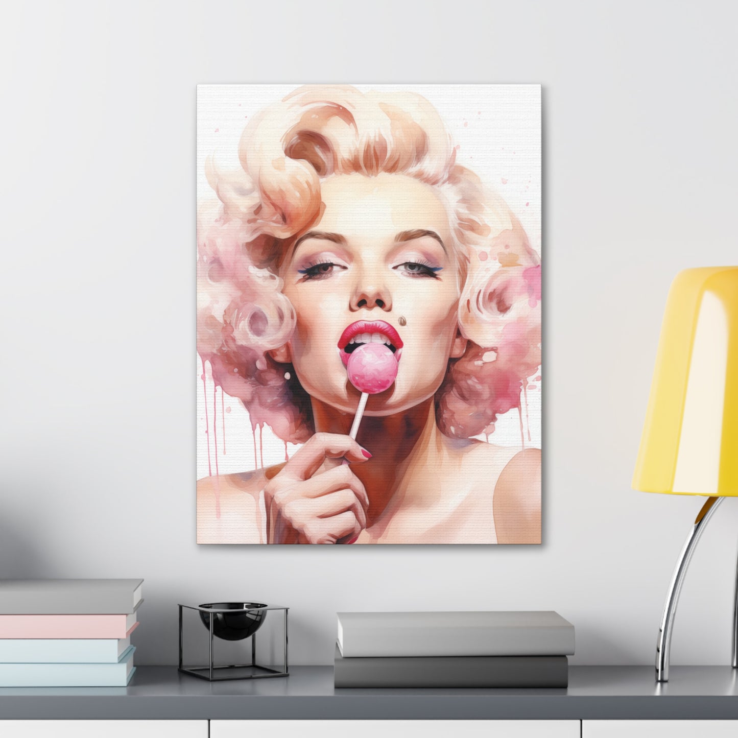 Canvas Wall Art, Gallery Wrapped Pop Art, Celebrity Wall Art – Marilyn Monroe - Lollipop
