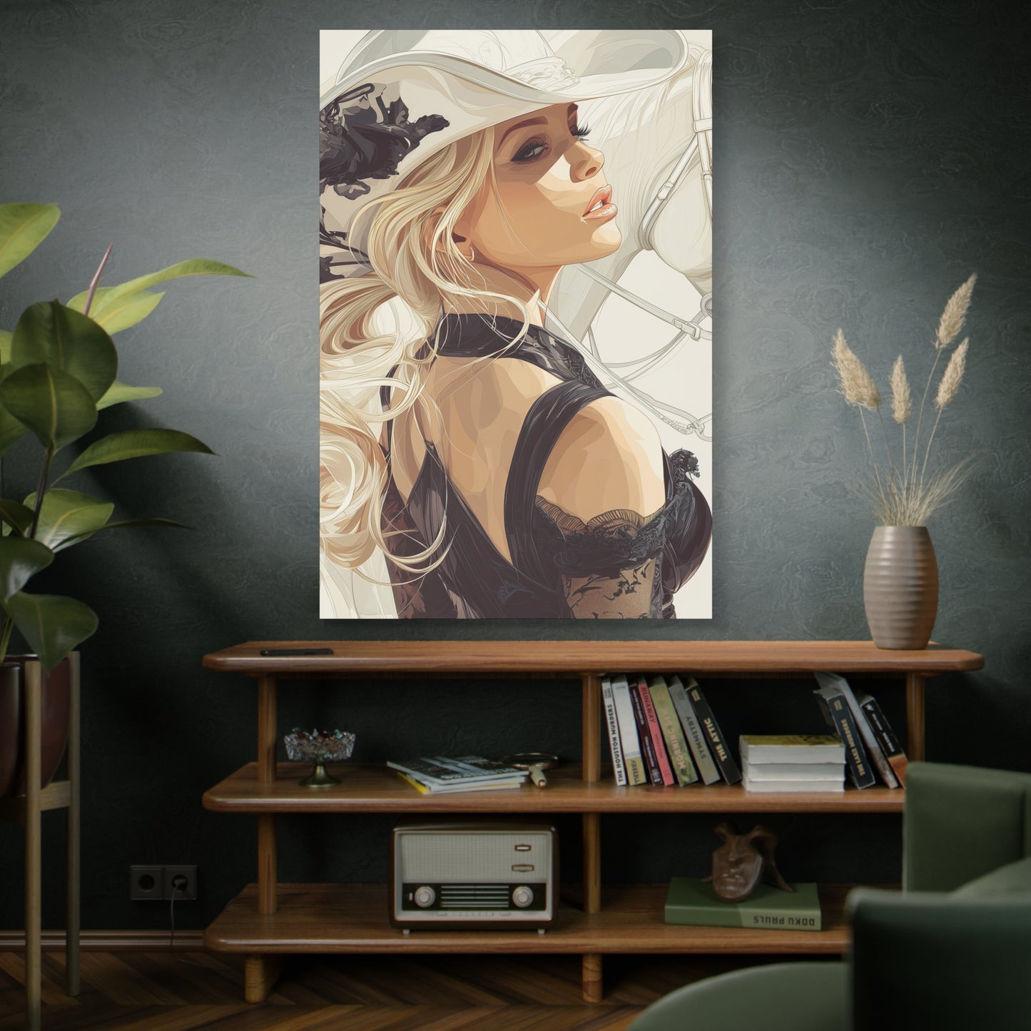 Gallery Wrapped Canvas, Wranglers and Wreckage Art Canvas, Erotic Pinup Art Canvas – Maisie