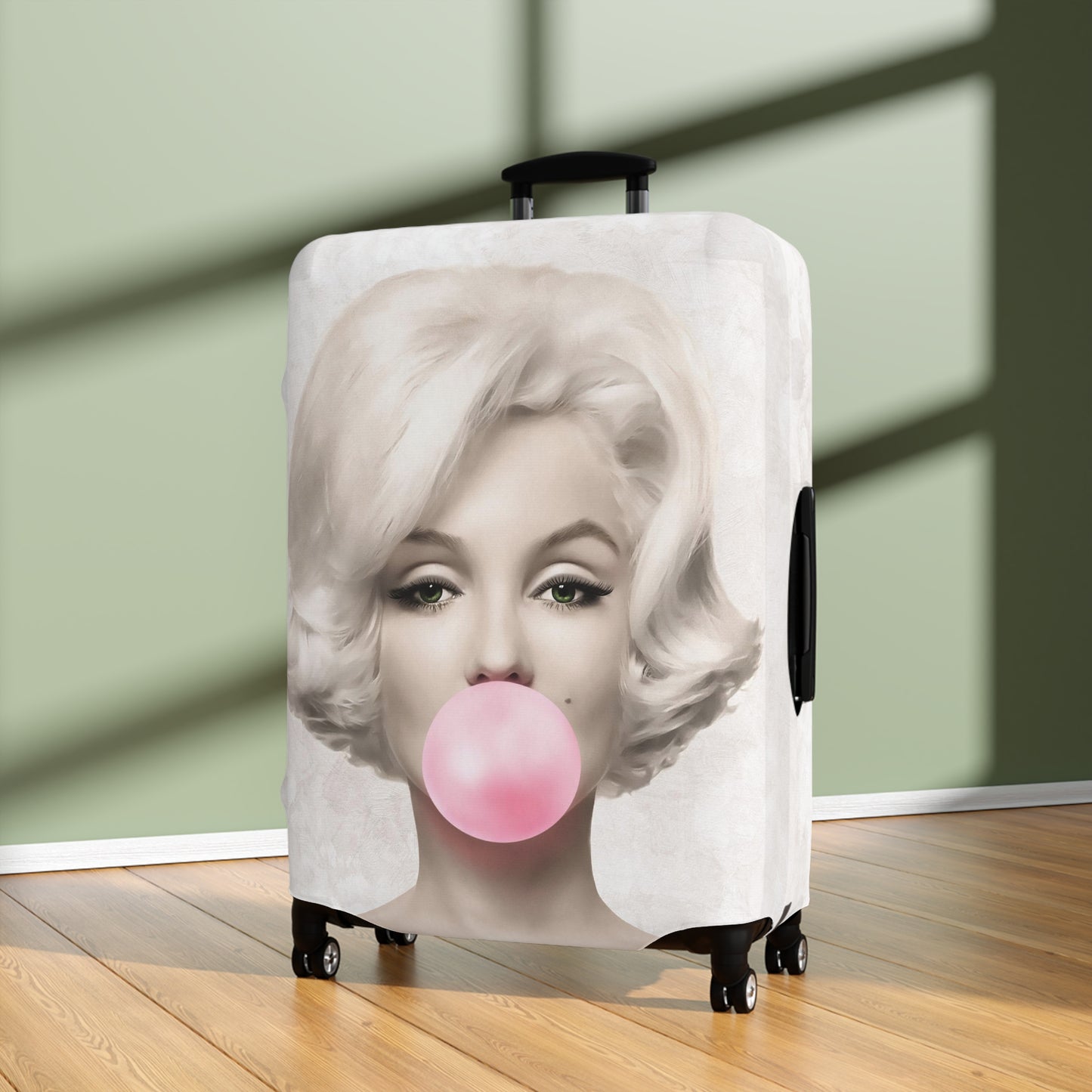 Bubblegum Luggage Cover - Celebrity Luggage Cover - Marilyn Monroe and Audrey Hepburn Bubblegum