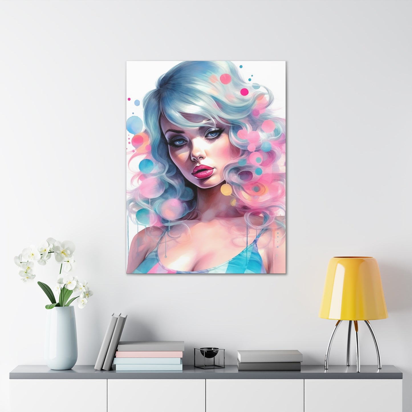 Canvas Gallery Wrapped High-Fashion Wall Art, Stylish Decor, Retro Femme Doll Pop Art – Sylvie