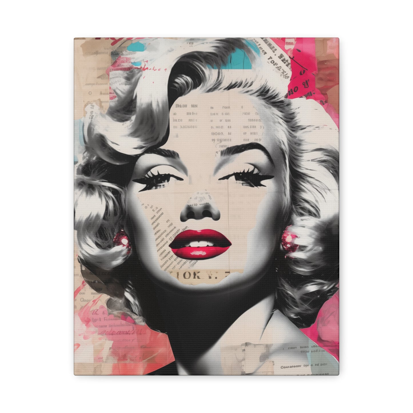 Canvas Wall Art, Gallery Wrapped Pop Art, Celebrity Wall Art – Marilyn Monroe - Newsprint