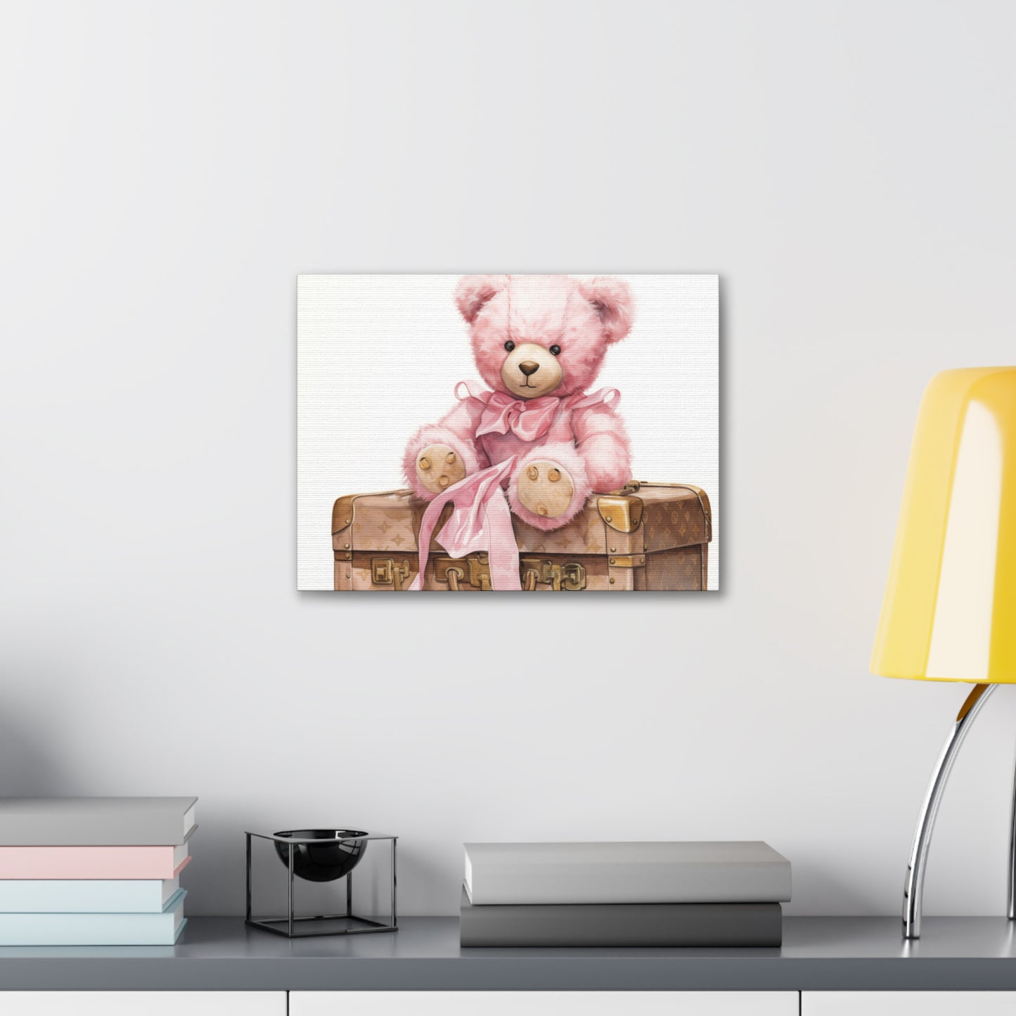 Canvas Gallery Wrap - LV Bear Wall Art - Gold Buttons