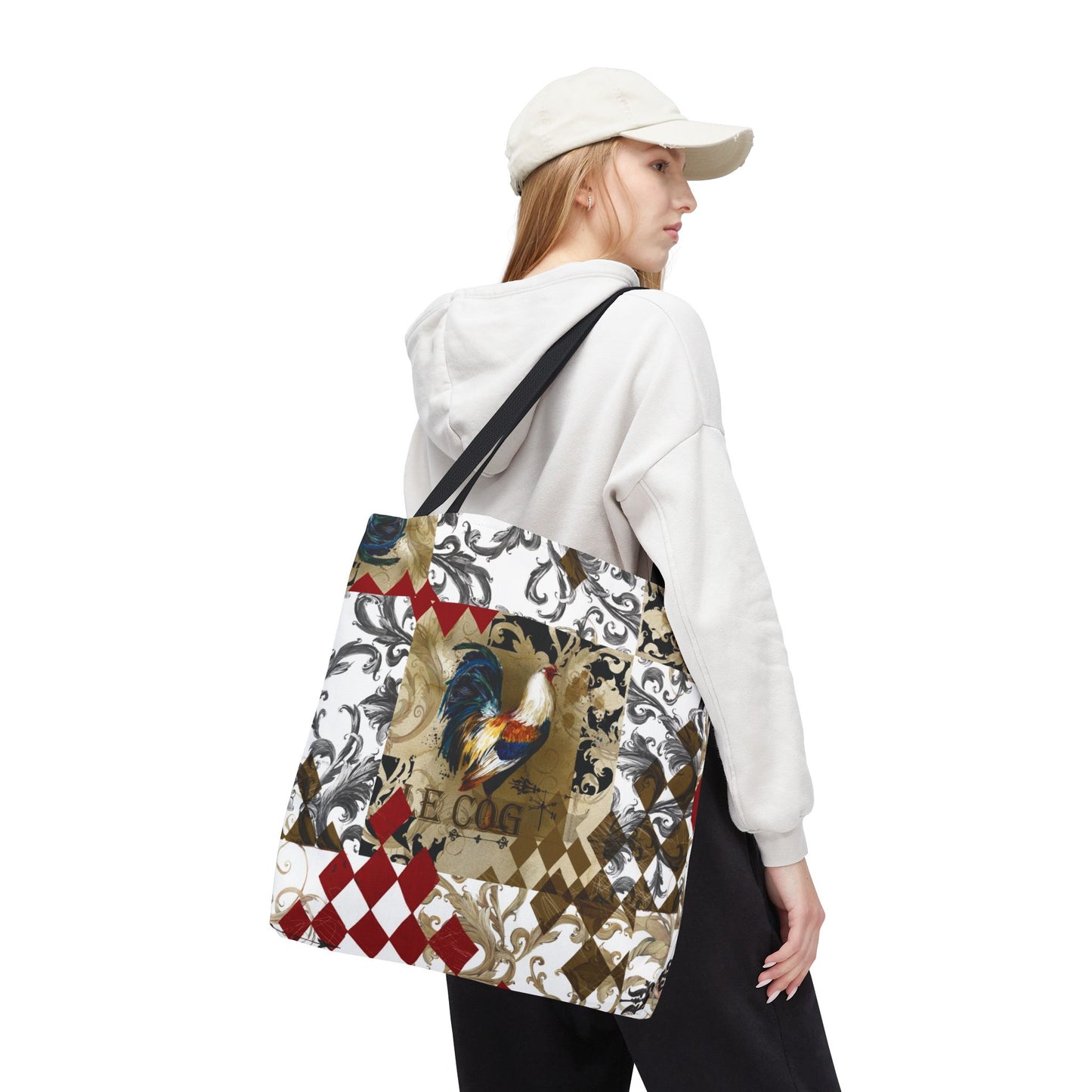 Parisian Rooster Tote Bag, Utility Tote - French Provincial Cock Tote - Fashion Tote - Le Cog - Le Coq