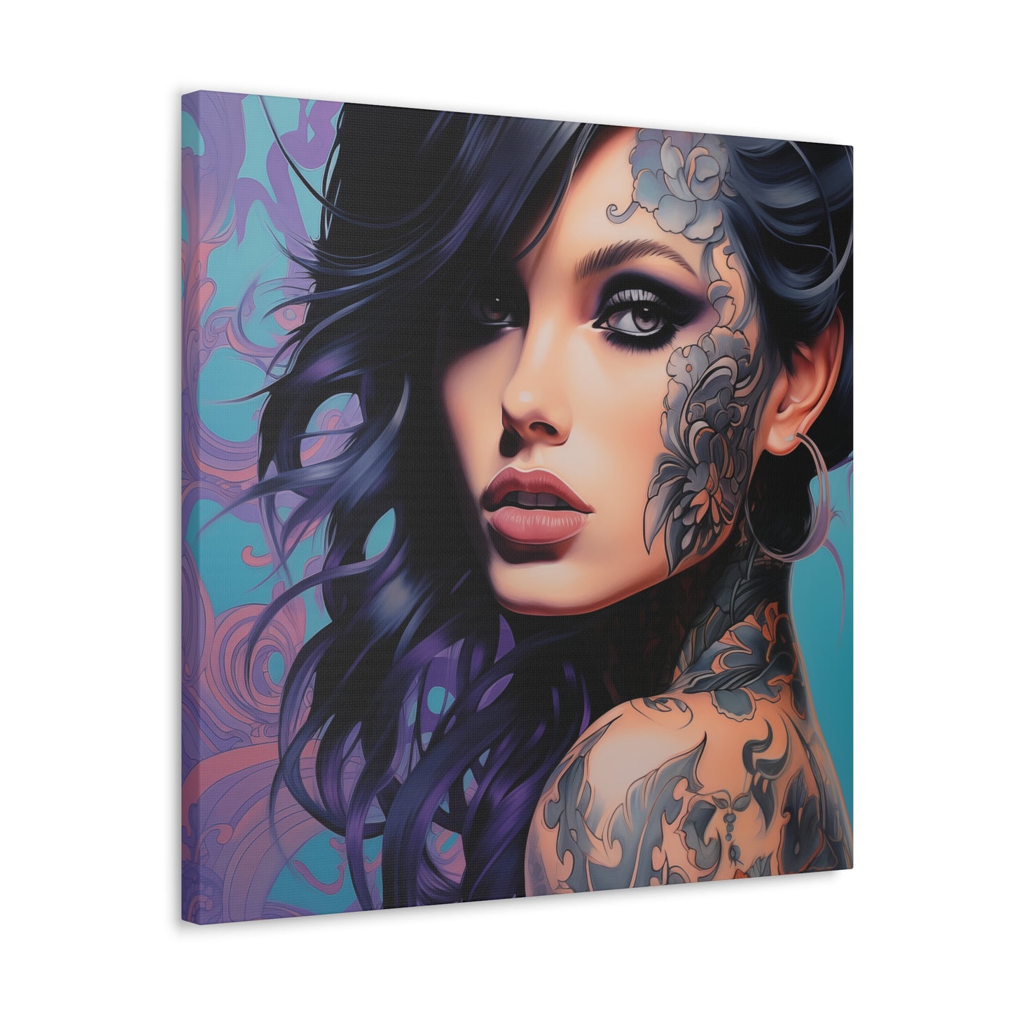 Gallery Wrapped Canvas, Edgy Tattooed Beauty, Urban Pop Art Canvas – Dominique
