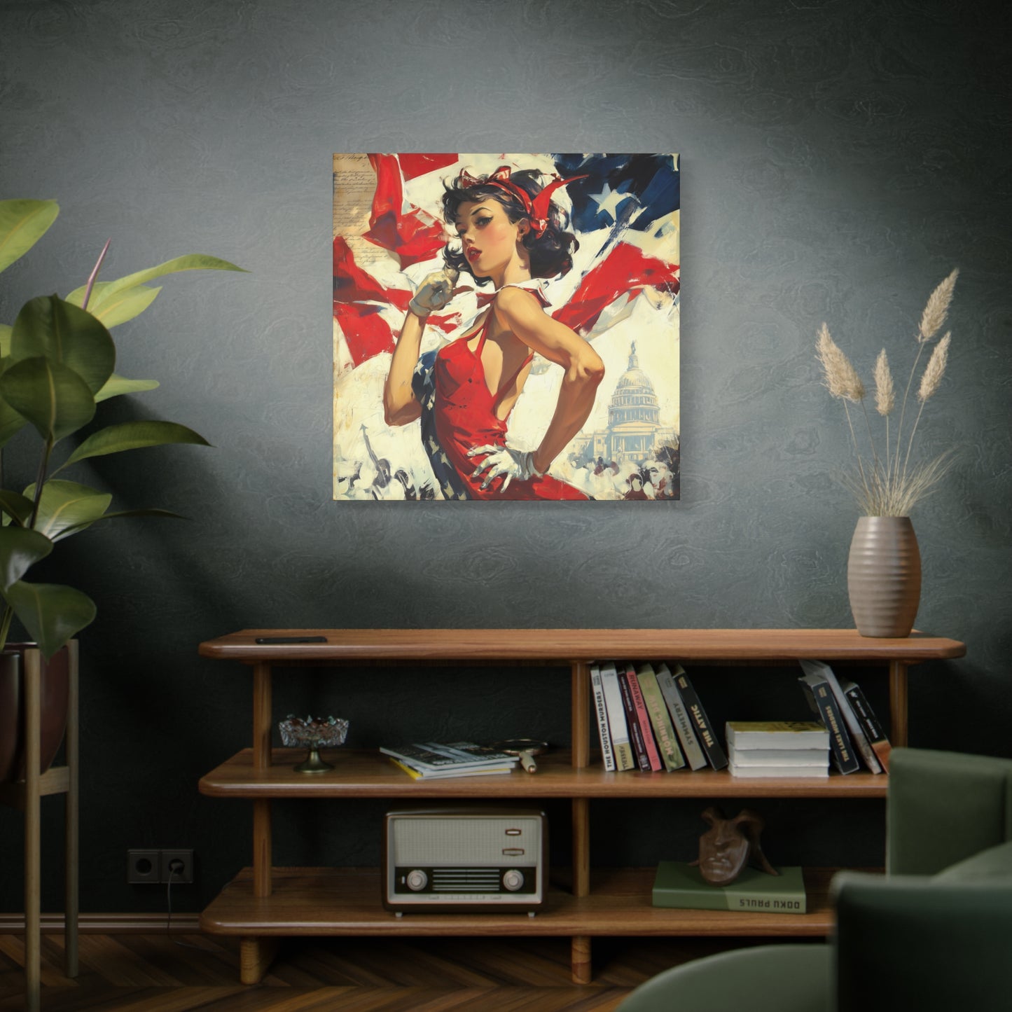Gallery Wrapped Canvas, American Nonsense Art Canvas, Political Pinup Art Canvas - Mindy
