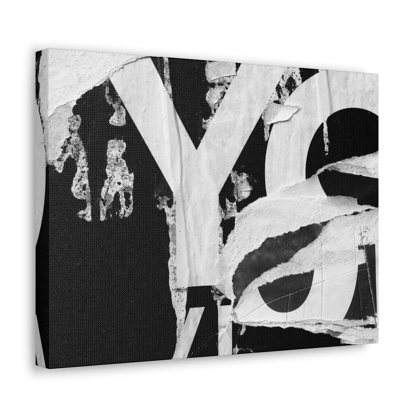 Canvas Wall Art, Gallery Wrapped Urban Street Art, Abstract Torn Poster Street Art - Black and White YO