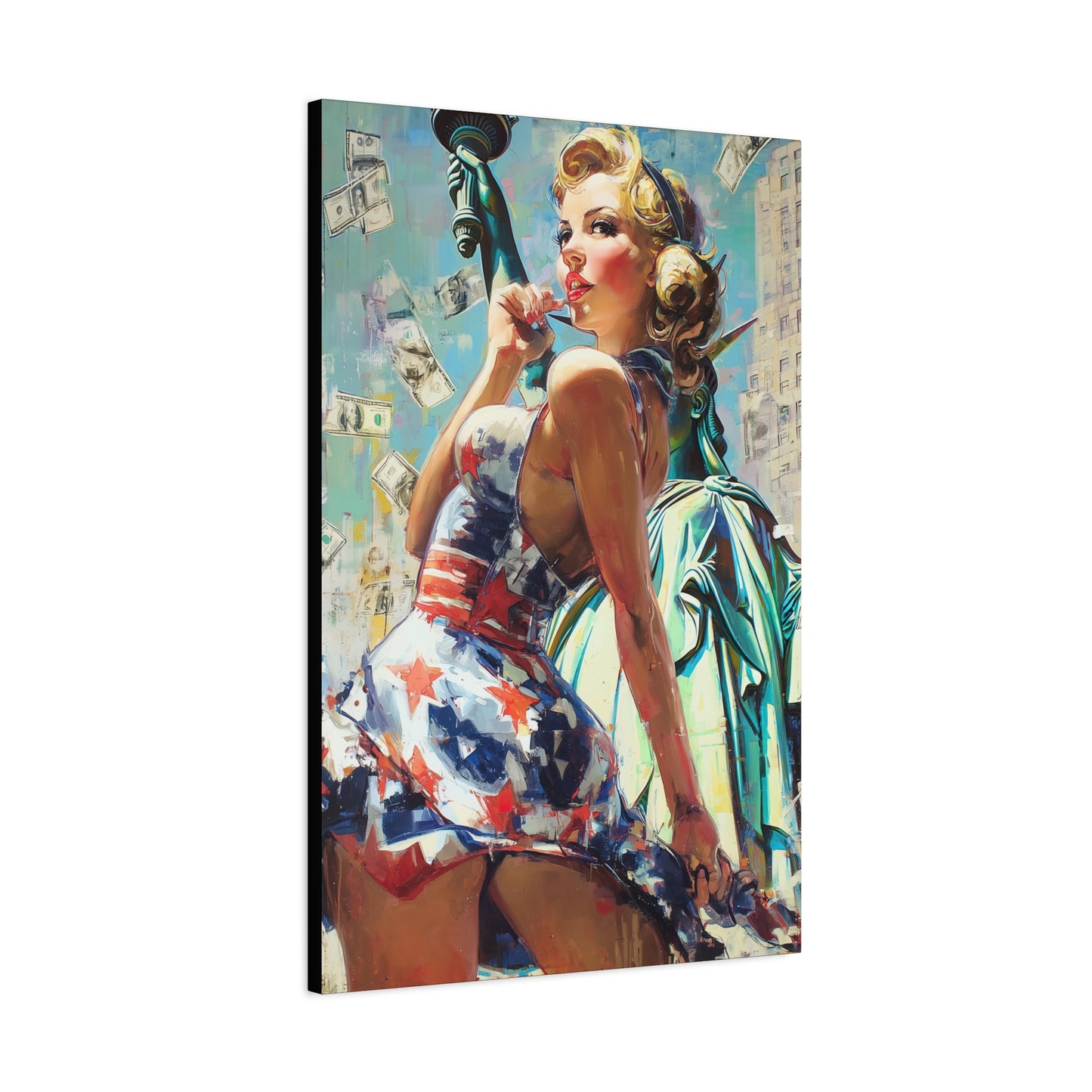 Gallery Wrapped Canvas, American Nonsense Art Canvas, Political Pinup Art Canvas – Bonnie