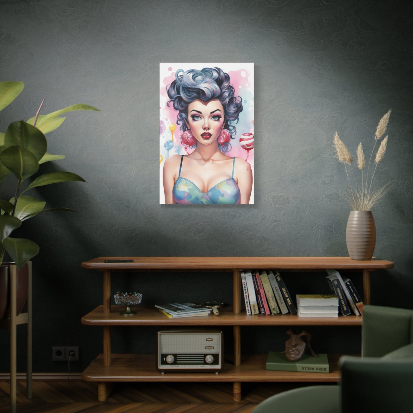 Canvas Gallery Wrapped High-Fashion Wall Art, Stylish Decor, Retro Femme Doll Pop Art – Poppy