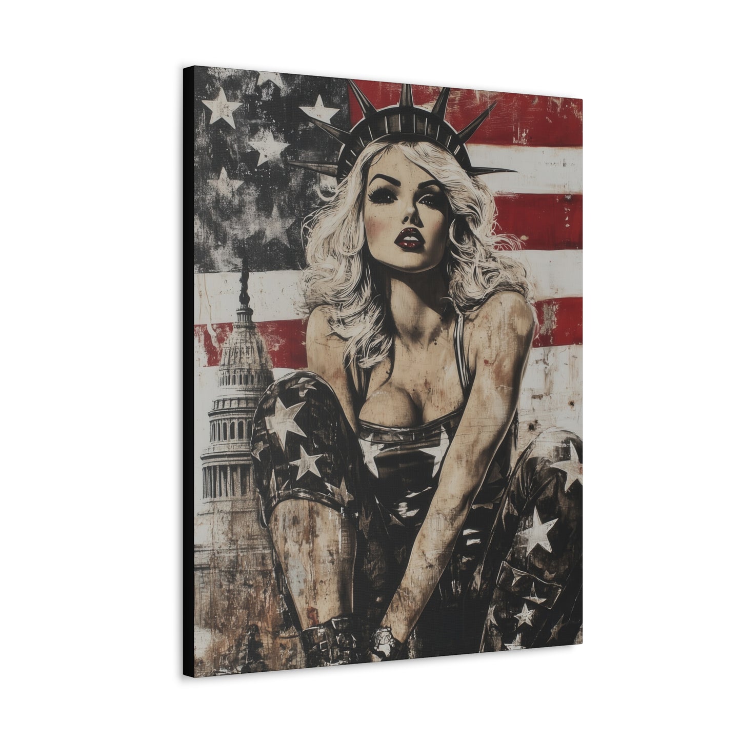 Gallery Wrapped Canvas, Liberty and Lace Art Canvas, Patriotic Art Canvas – Kimberly