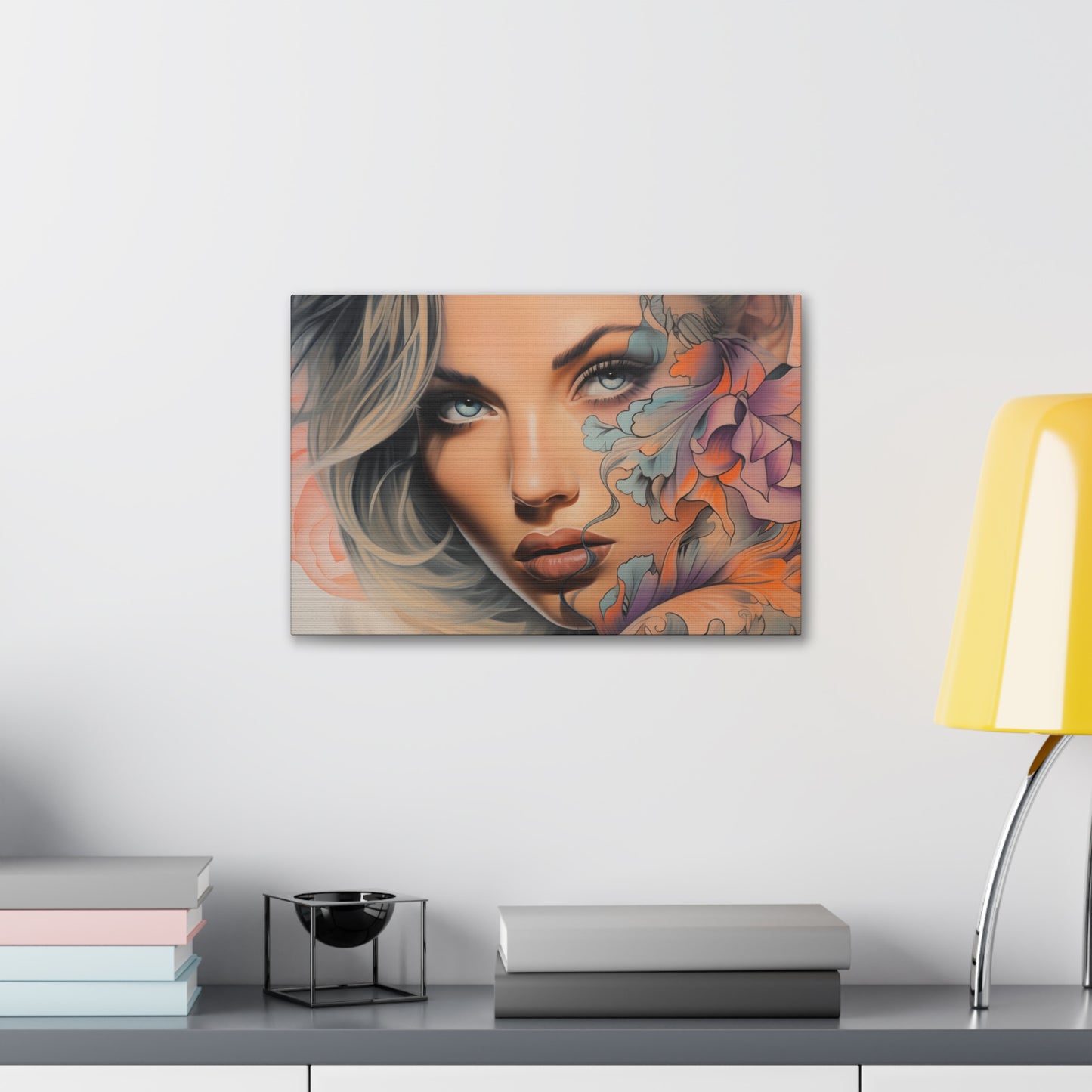 Gallery Wrapped Canvas, Edgy Tattooed Beauty, Urban Pop Art Canvas – Bella