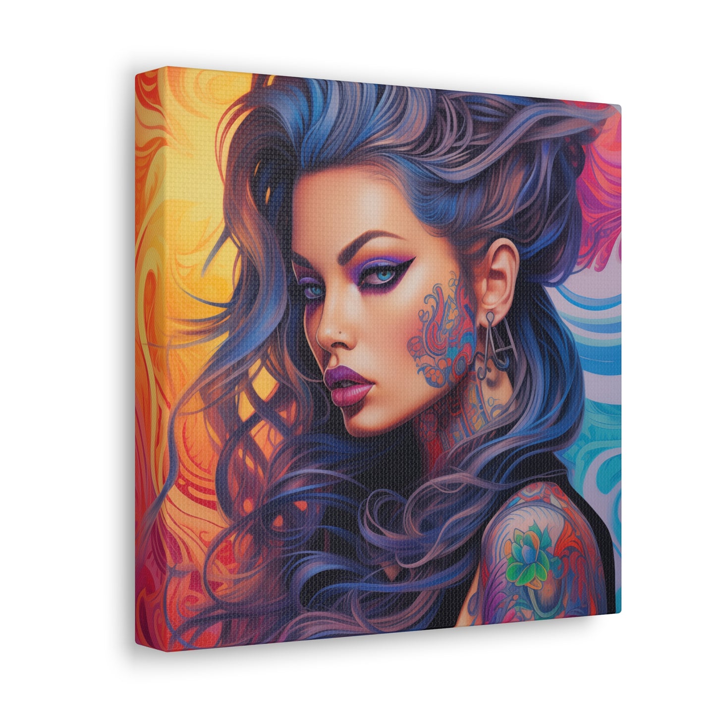 Gallery Wrapped Canvas, Edgy Tattooed Beauty, Urban Pop Art Canvas – Faye
