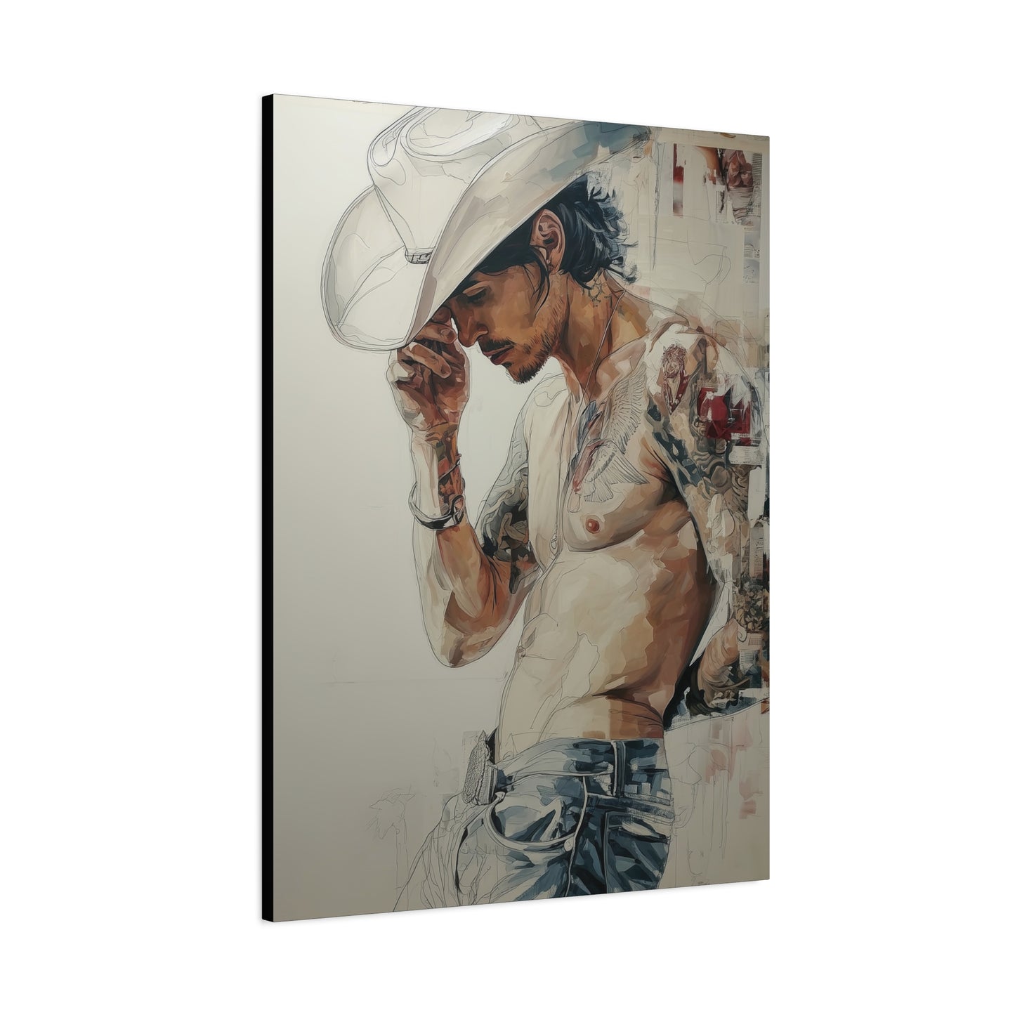 Gallery Wrapped Canvas, Wranglers and Wreckage Art Canvas, Erotic Pinup Art Canvas – Silas