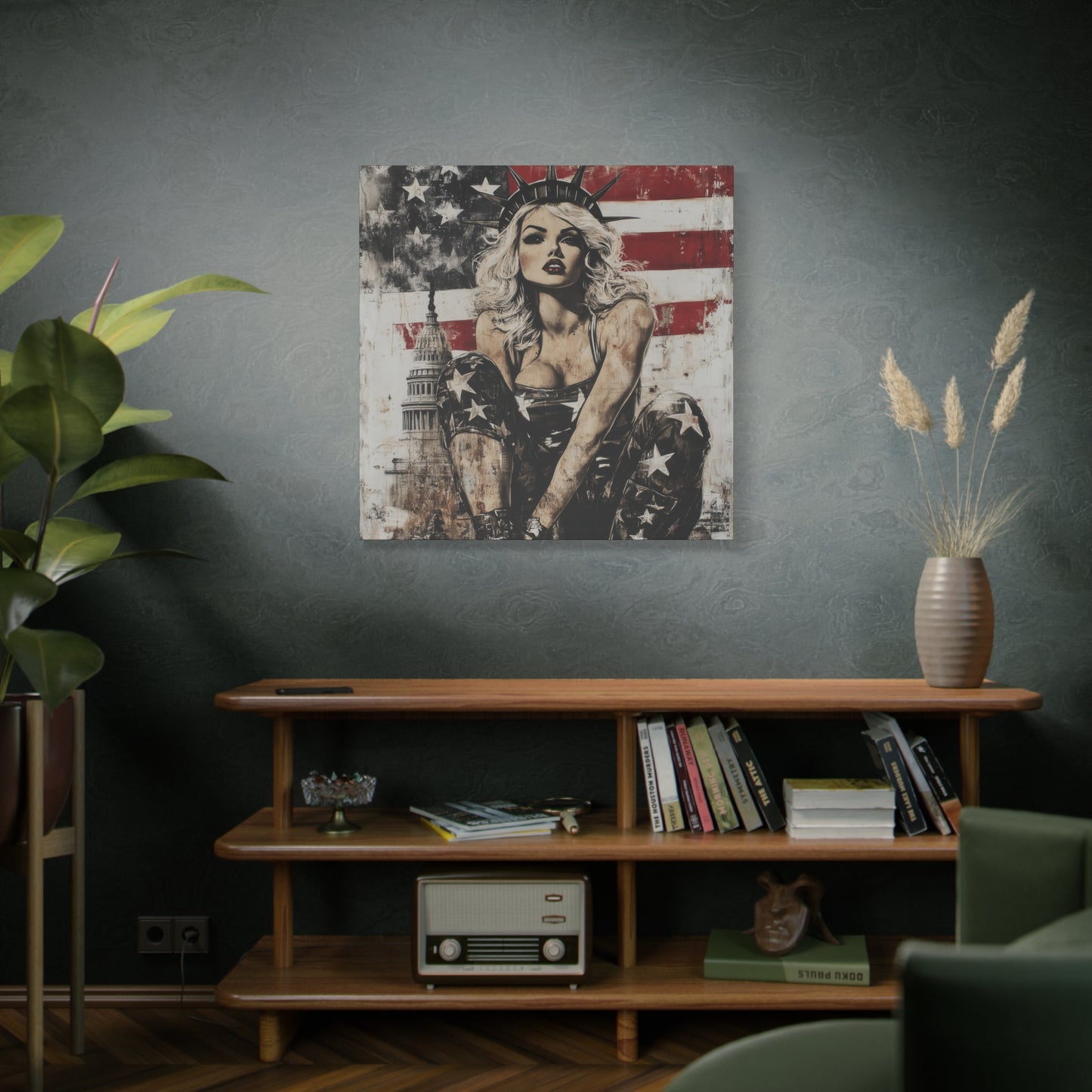Gallery Wrapped Canvas, American Nonsense Art Canvas, Political Pinup Art Canvas – Kimberly