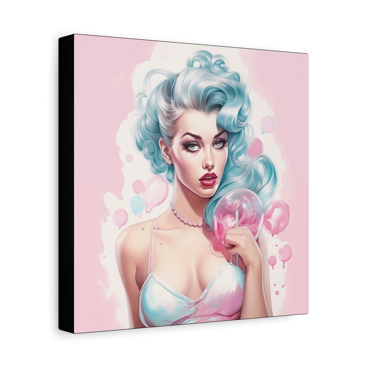 Canvas Gallery Wrapped High-Fashion Wall Art, Stylish Decor, Retro Femme Doll Pop Art – Tessa